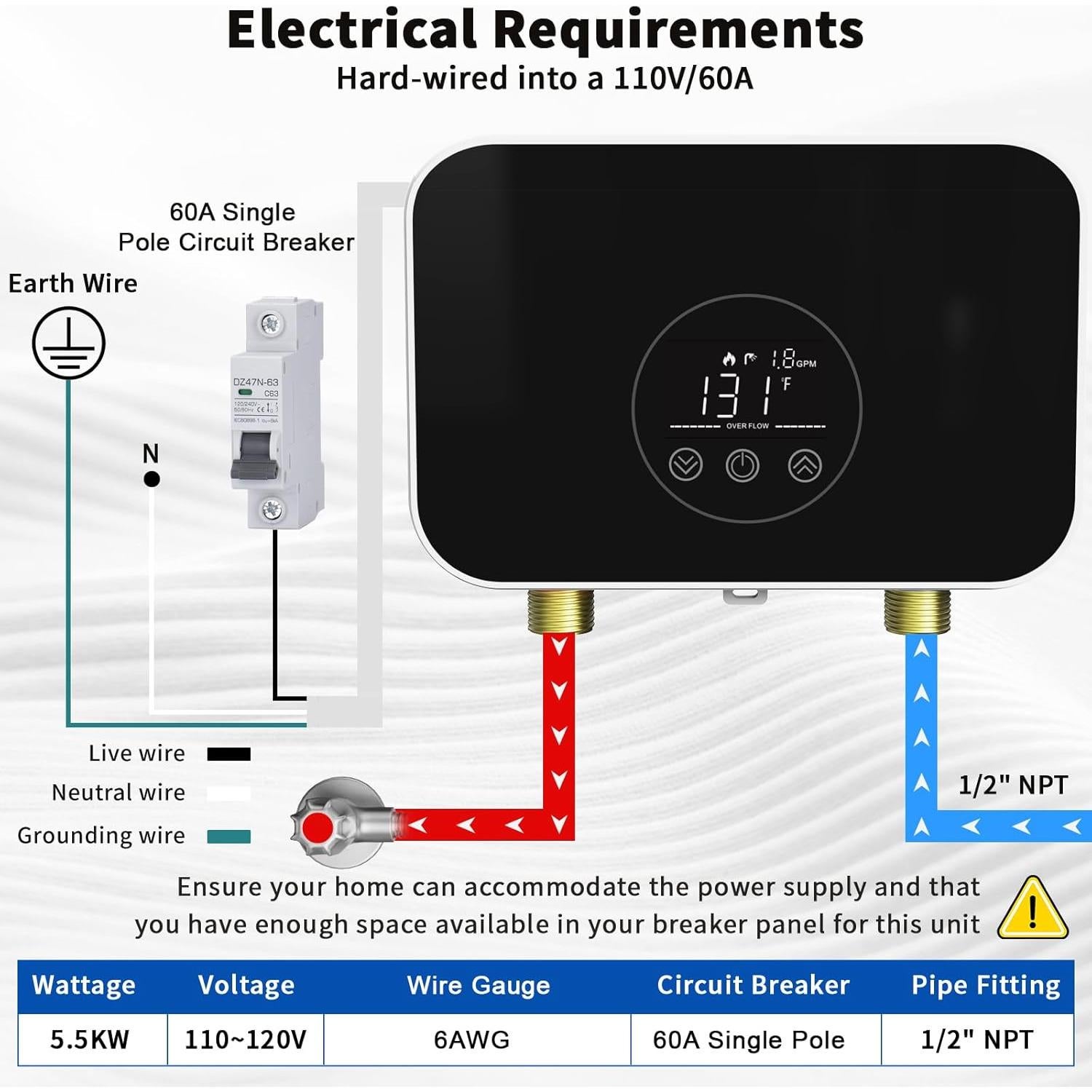 Calentador de Agua Instantáneo Kweetle 5500W 110V Bajo Fregadero