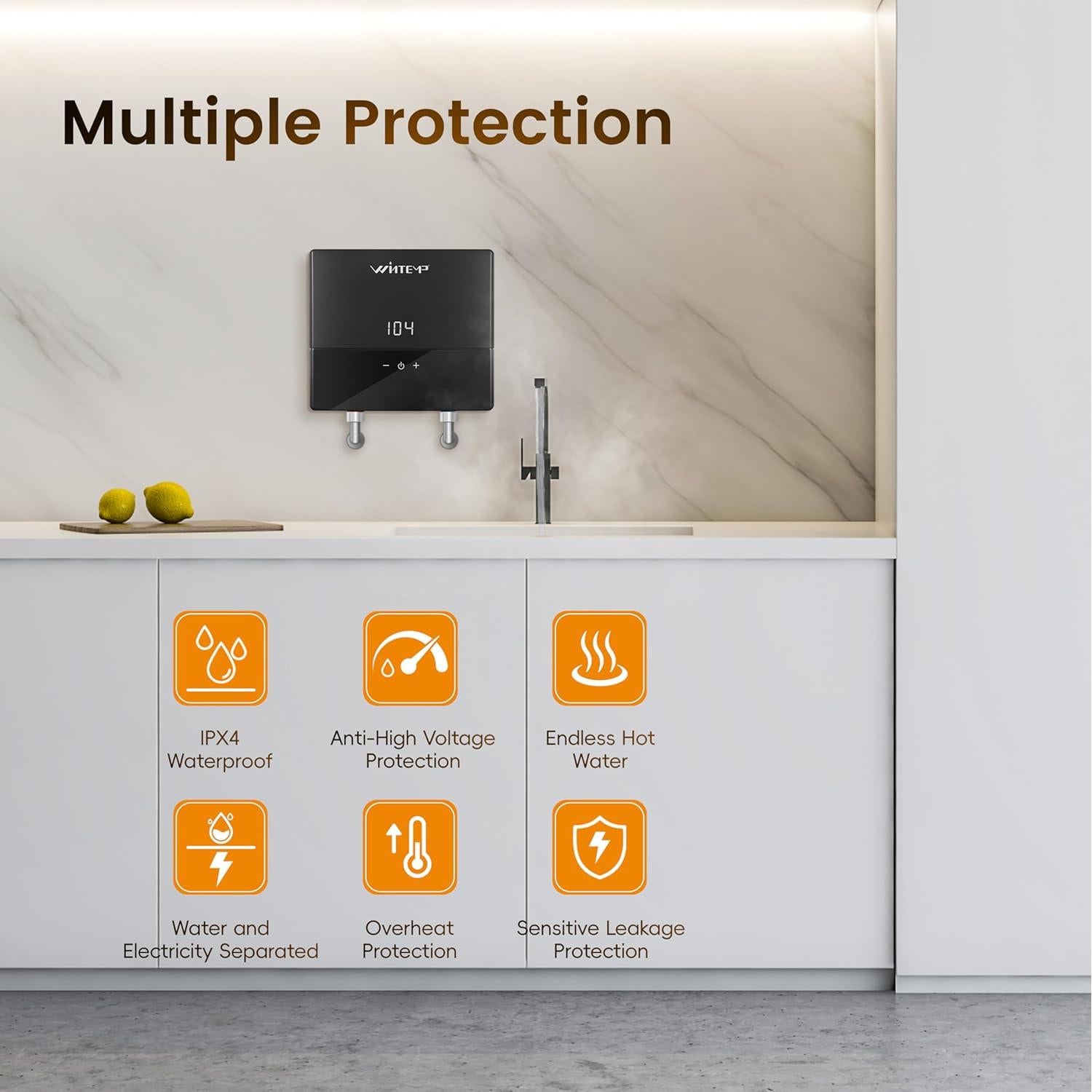 Calentador de Agua Eléctrico Sin Tanque WINTEMP KJU144 4.4kW