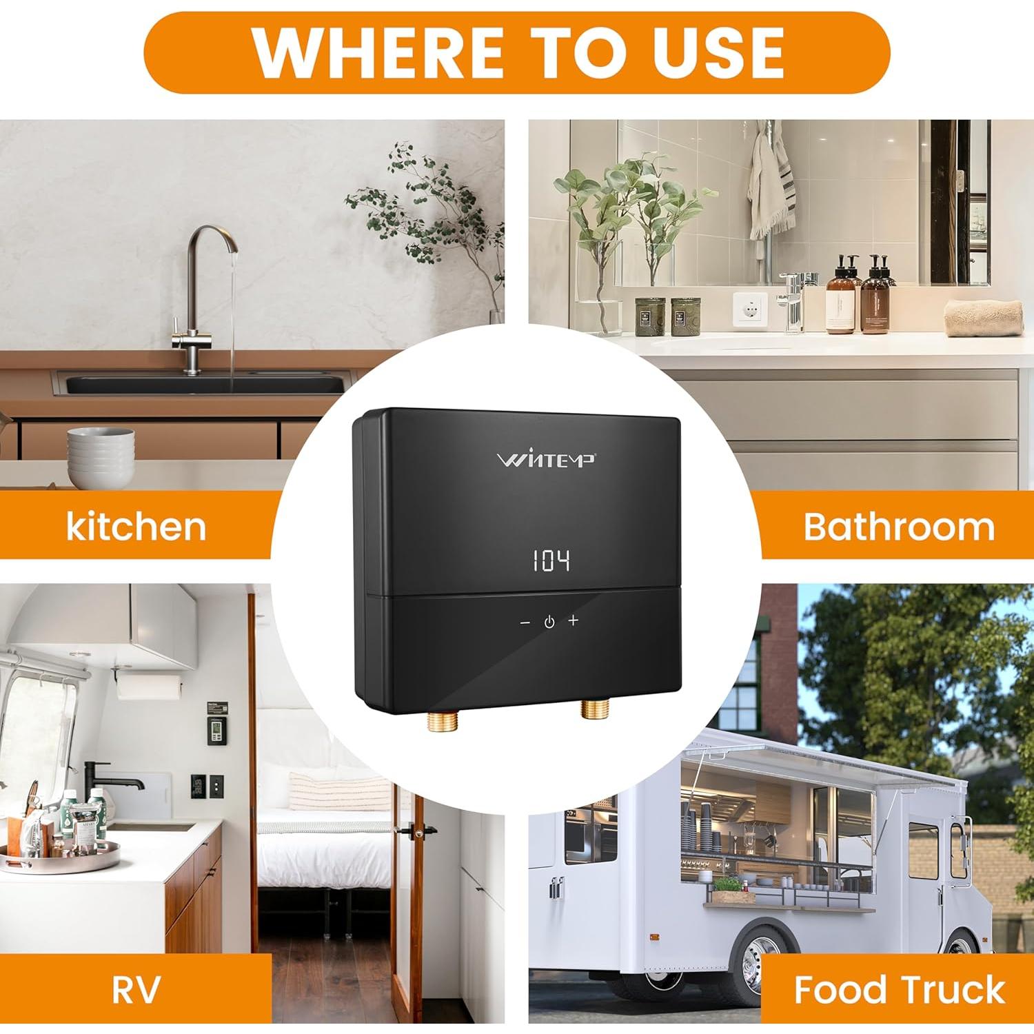 Calentador de Agua Eléctrico Sin Tanque WINTEMP KJU144 4.4kW