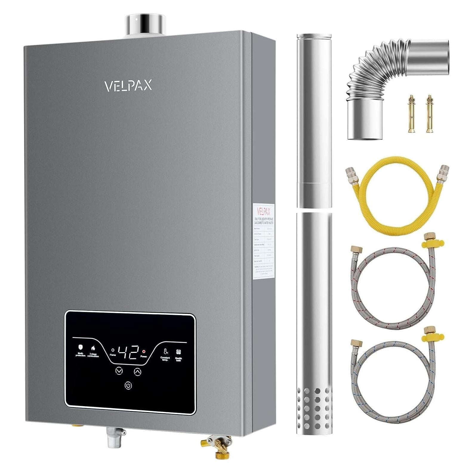 Calentador de Agua Sin Tanque VELPAX 16L Gas Natural Interior