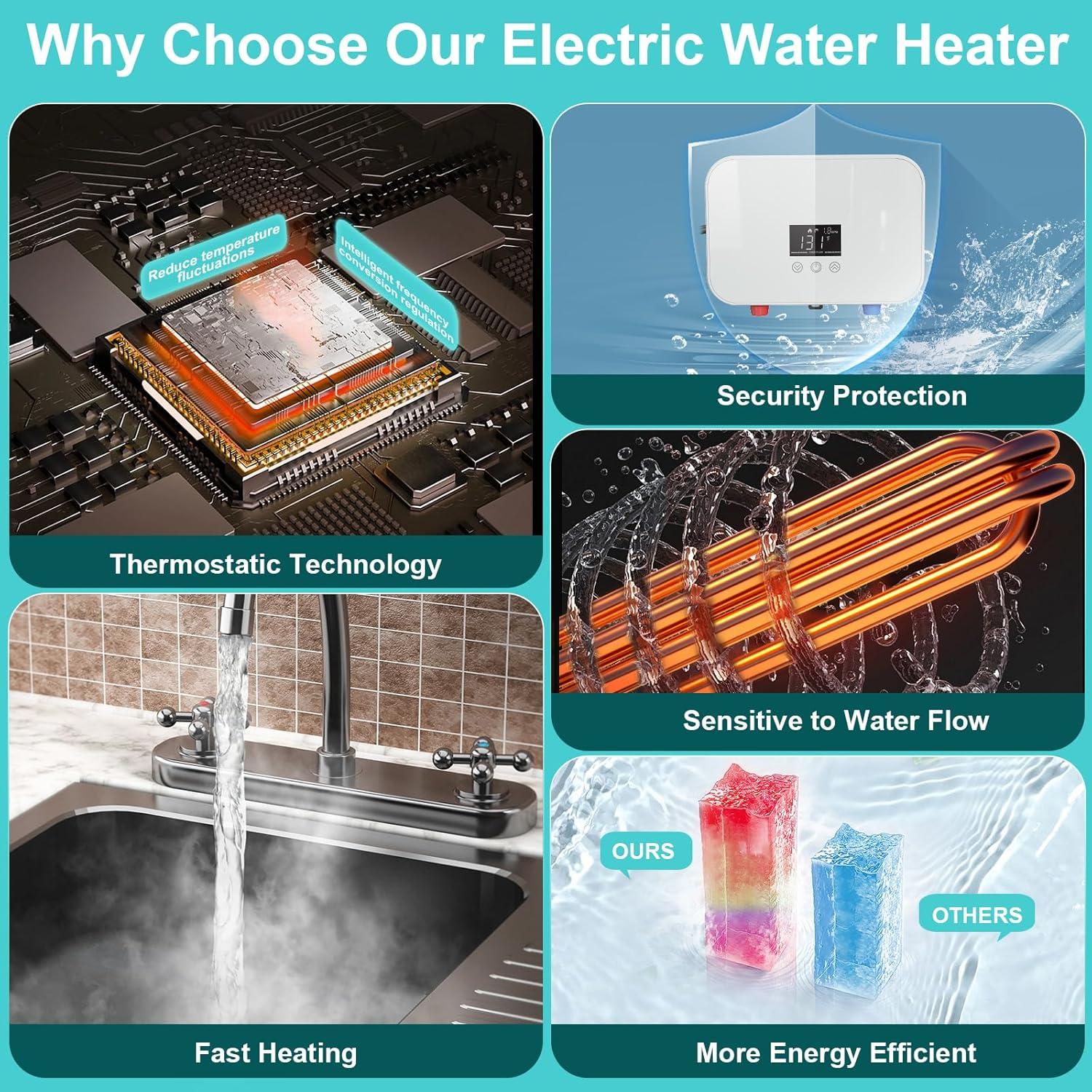 Calentador de Agua Sin Tanque Kweetle 6000W 120V Digital