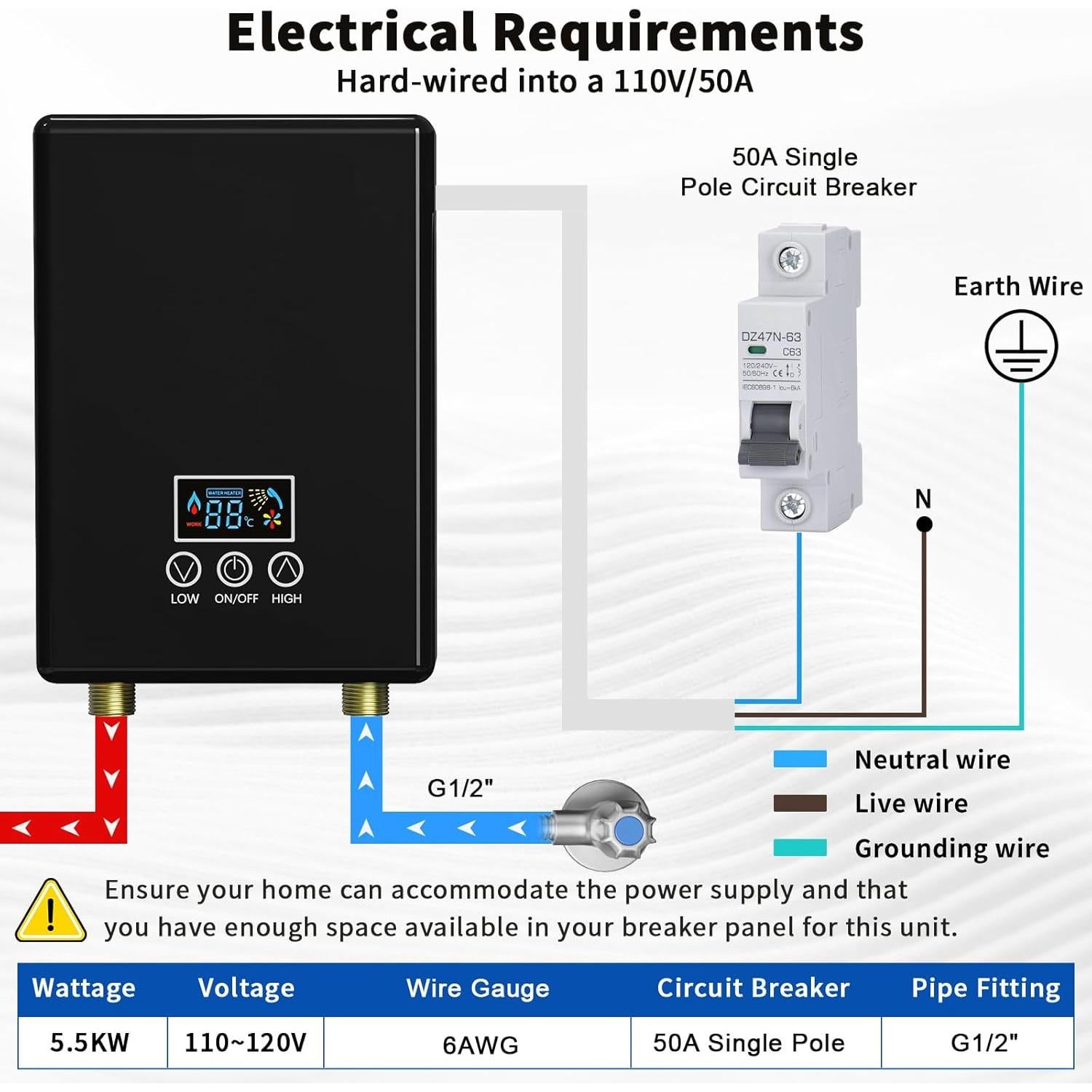 Calentador de Agua Eléctrico Sin Tanque Kweetle 5500W 110V