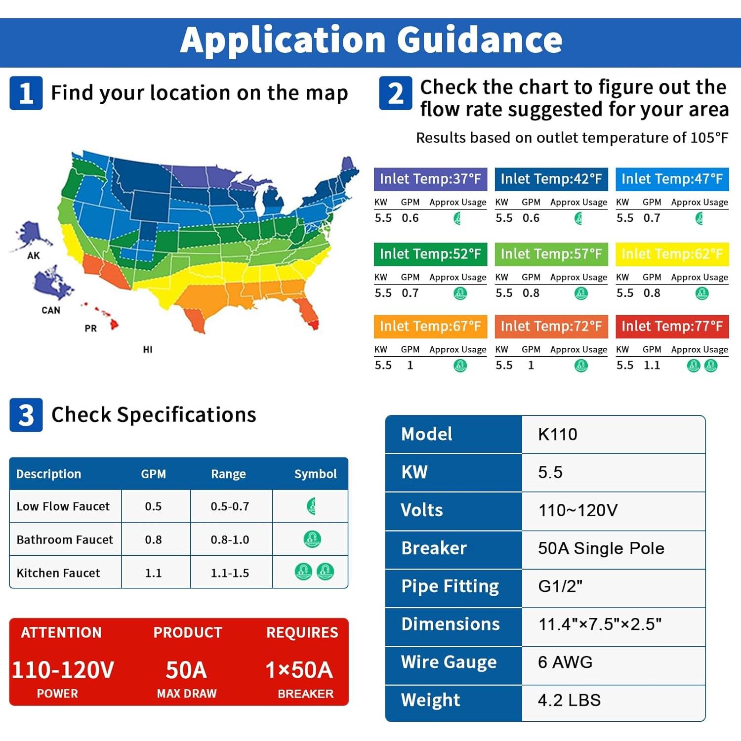 Calentador de Agua Eléctrico Sin Tanque Kweetle 5500W 110V