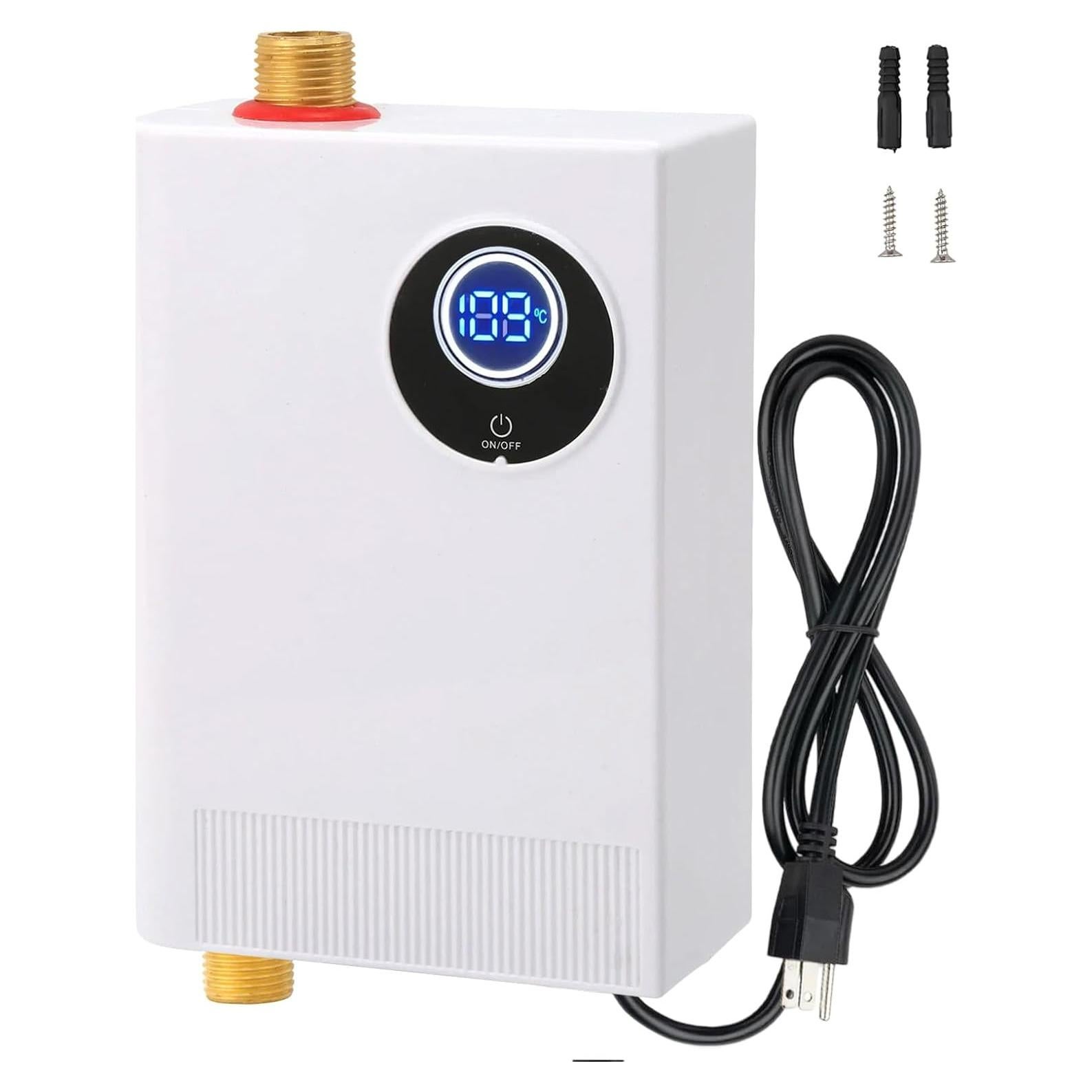 Tankless Water Heater Electric 110V 3000W, Space-Saving Instant Hot Water Heater Under Sink with Digital Display, Portable Mini Electric Water Heater for Kitchen Bathroom RVs