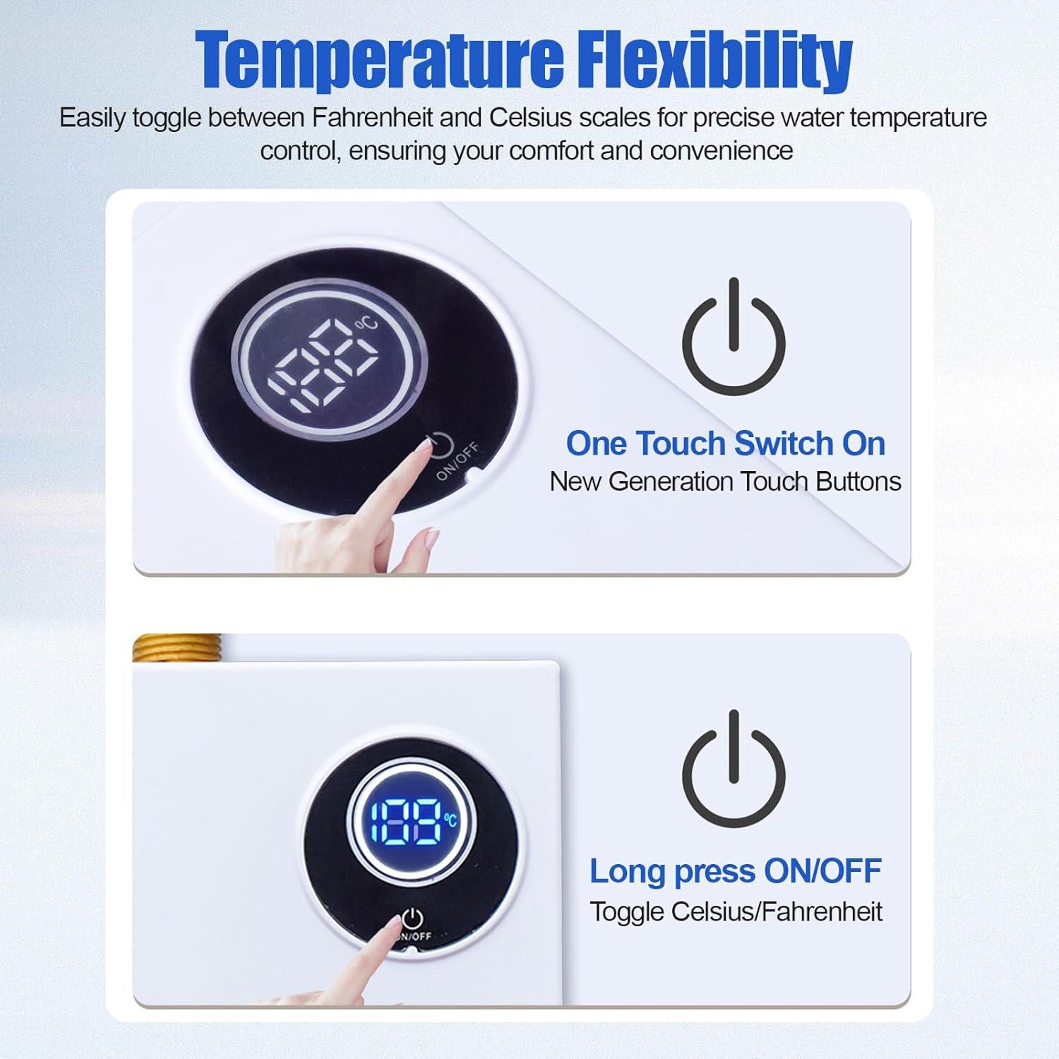 Tankless Water Heater Electric 110V 3000W, Space-Saving Instant Hot Water Heater Under Sink with Digital Display, Portable Mini Electric Water Heater for Kitchen Bathroom RVs