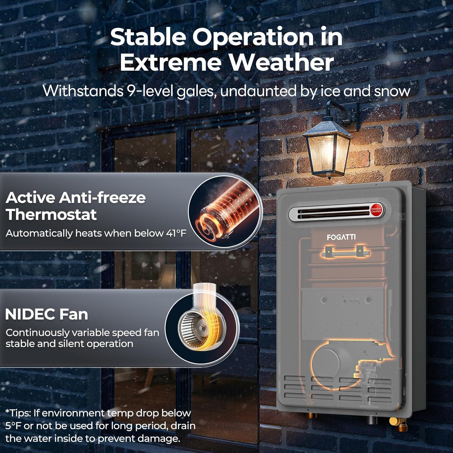 Calentador de Agua Sin Tanque FOGATTI 19.2 LPM Gas Natural