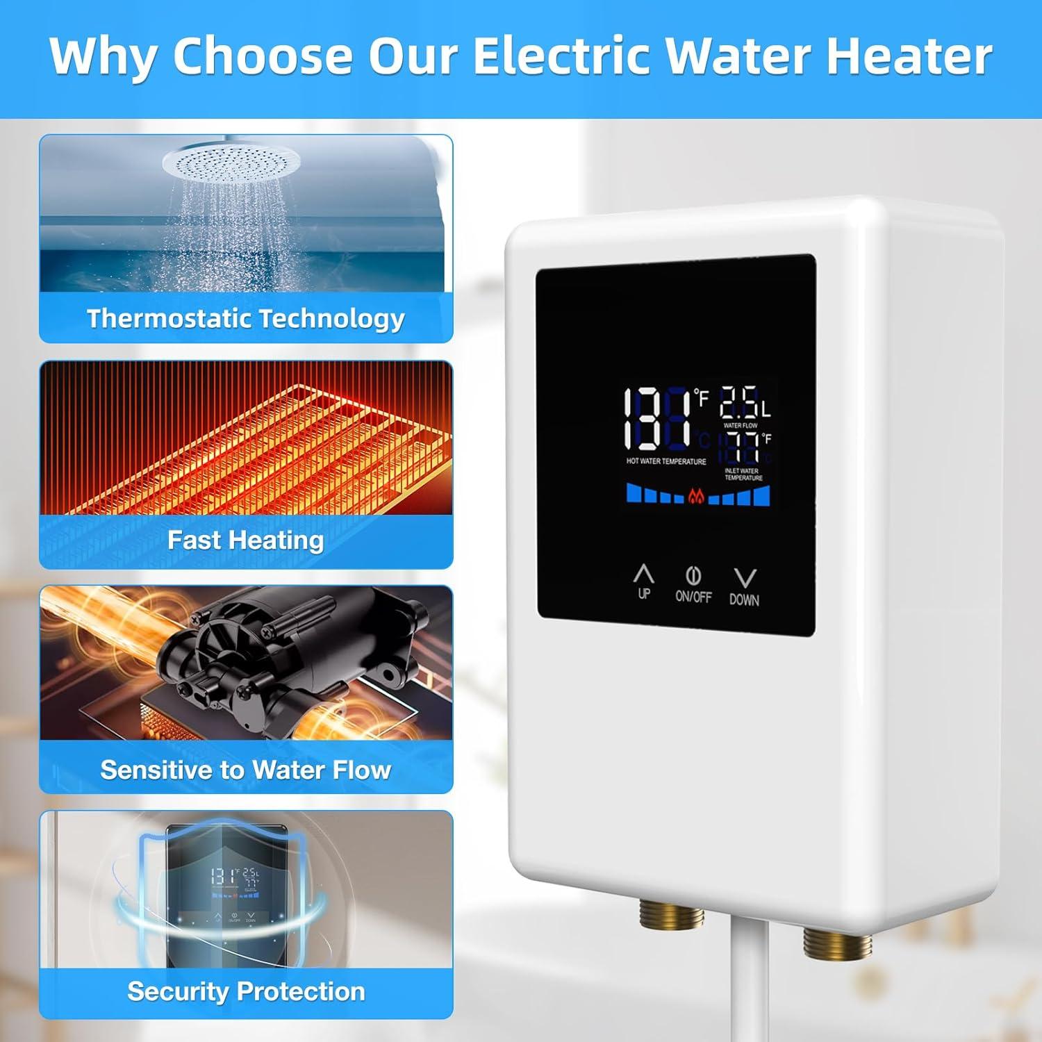 Calentador de Agua Eléctrico Sin Tanque Ganggend 5500W 110V