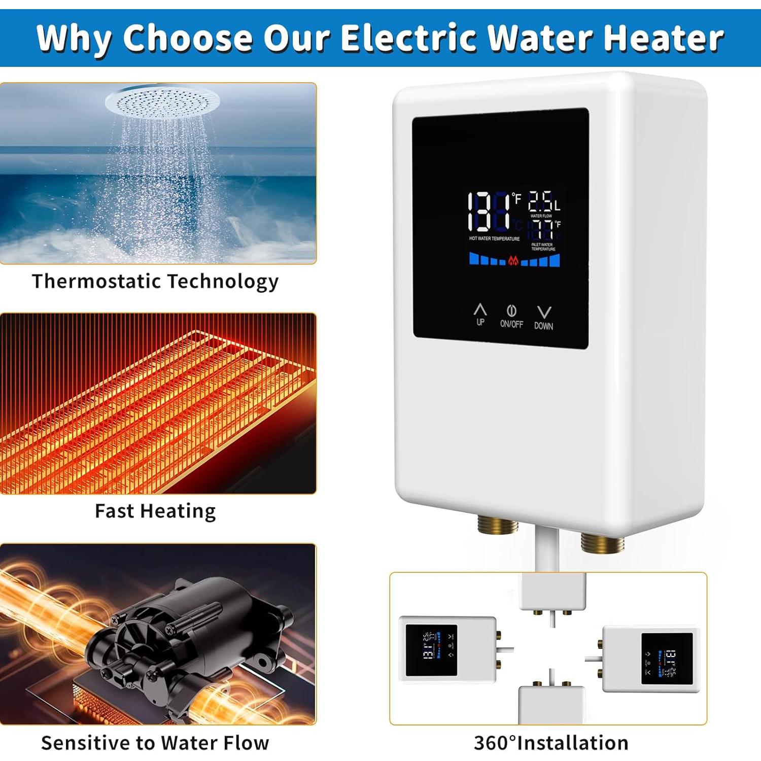 Calentador de Agua Eléctrico Sin Tanque Ganggend 5500W 110V