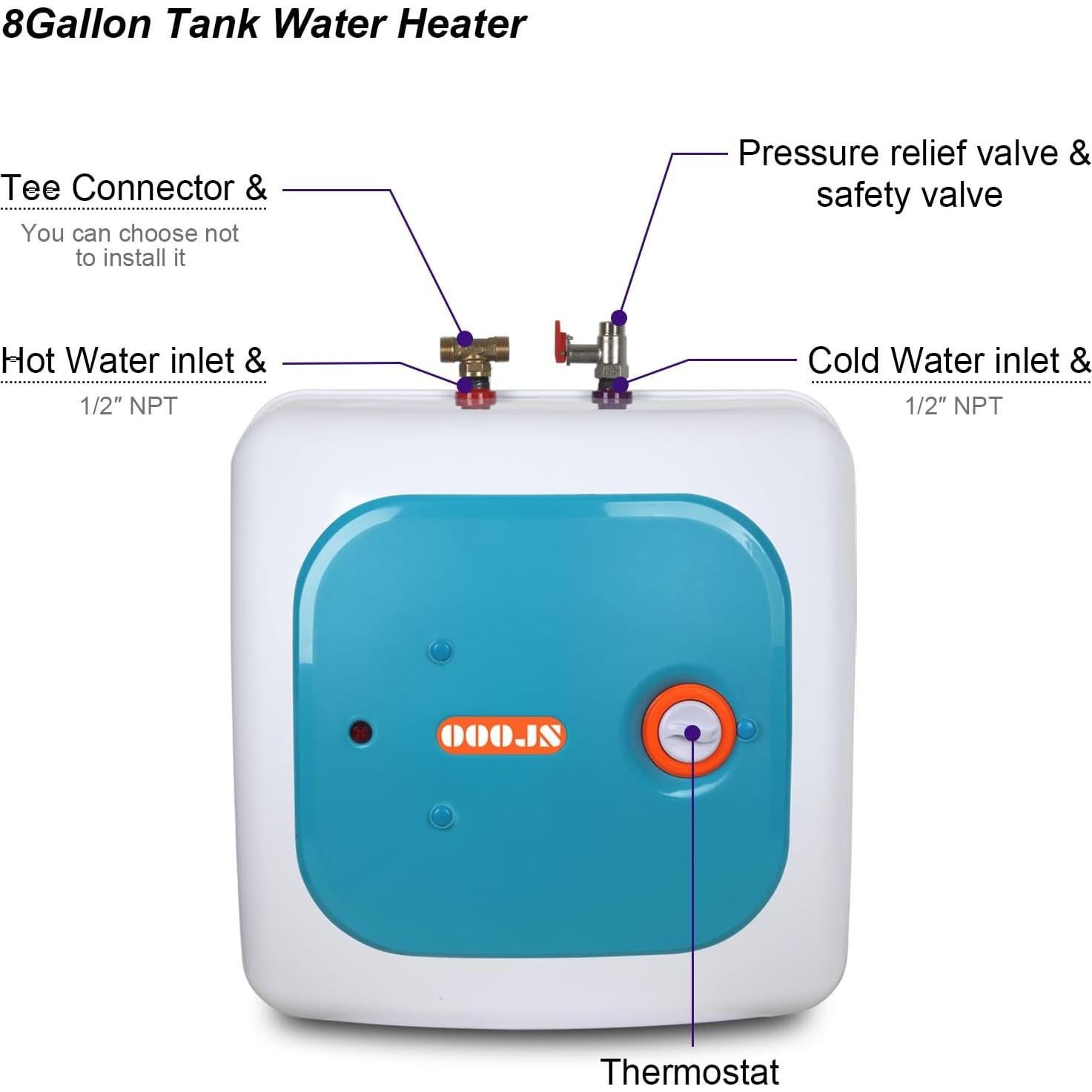 Calentador de Agua Eléctrico Instantáneo OOOJS 30L 1500W