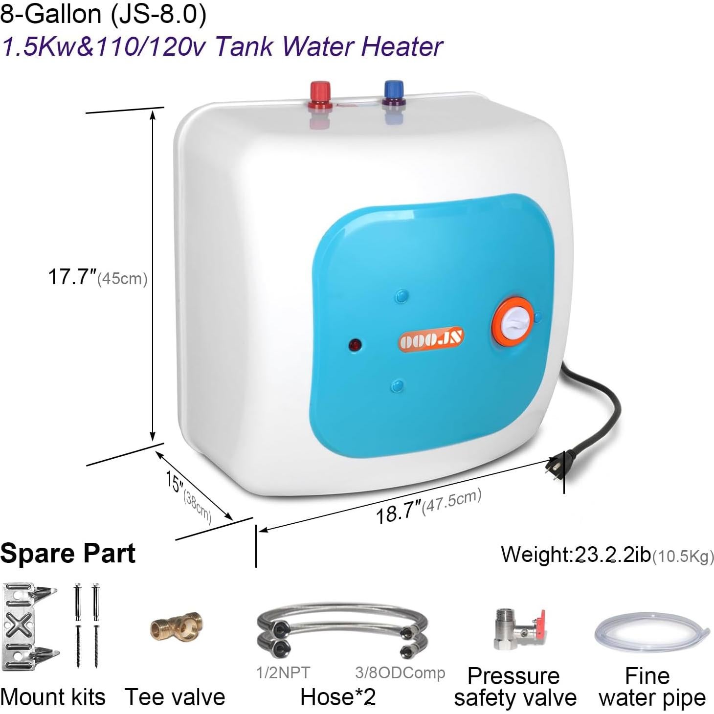 Calentador de Agua Eléctrico Instantáneo OOOJS 30L 1500W