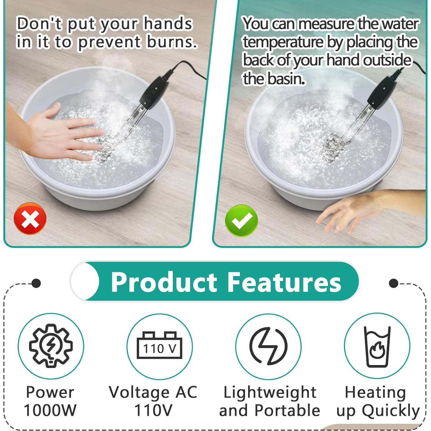 Calentador de Agua de Inmersión Eléctrico Gfdoso 1000W 18.93L