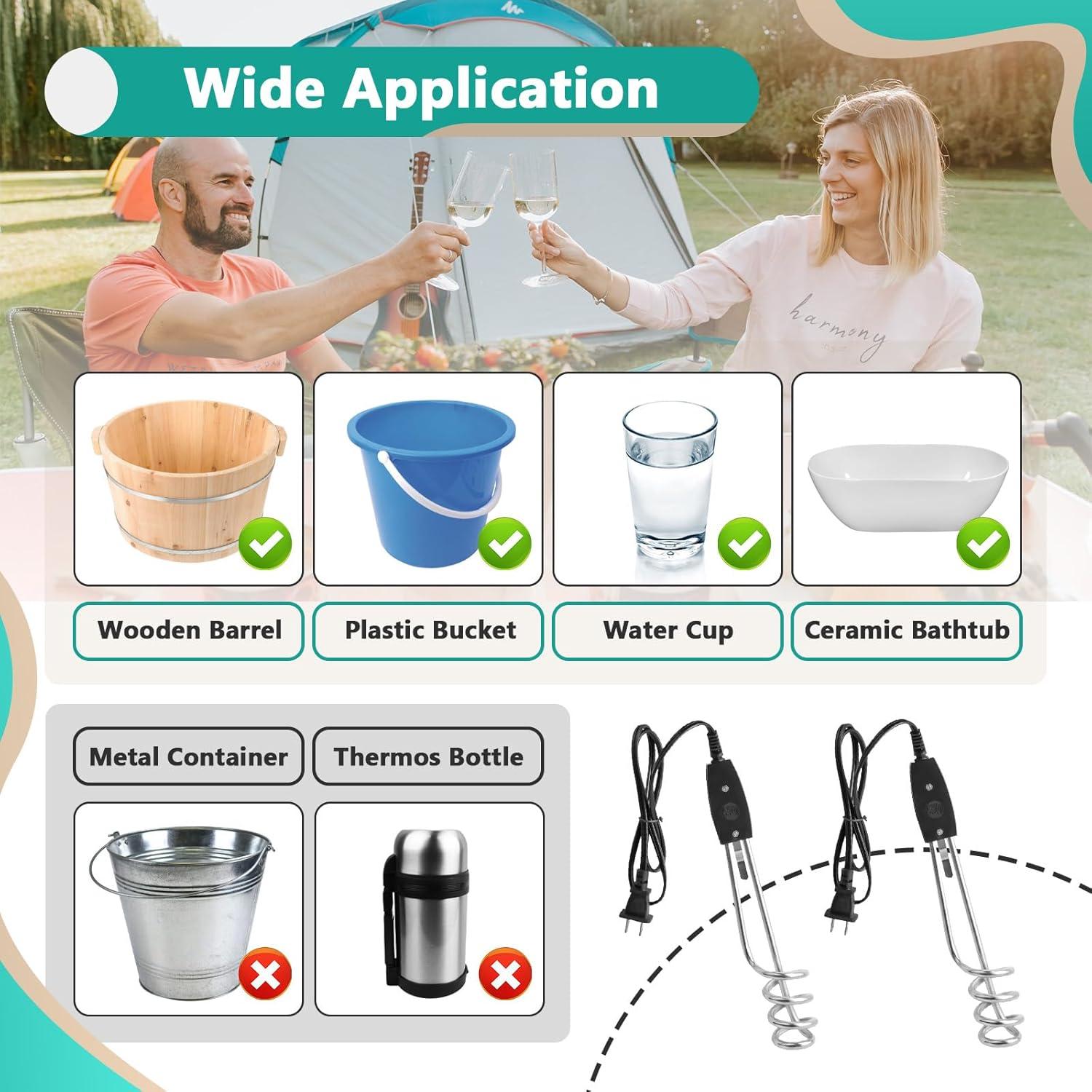 Calentador de Agua de Inmersión Eléctrico Gfdoso 1000W 18.93L