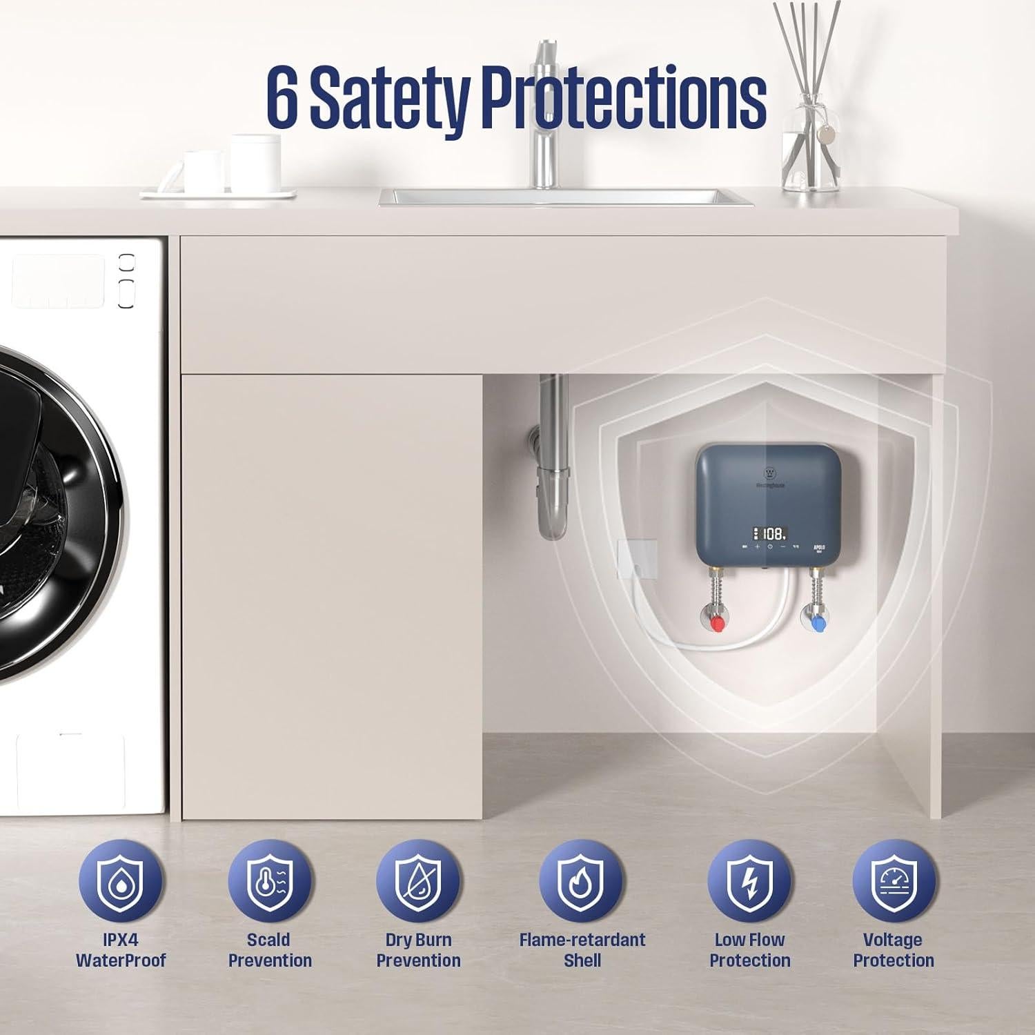 Calentador de Agua Eléctrico Sin Tanque Westinghouse Apolo Mini 3.5kW