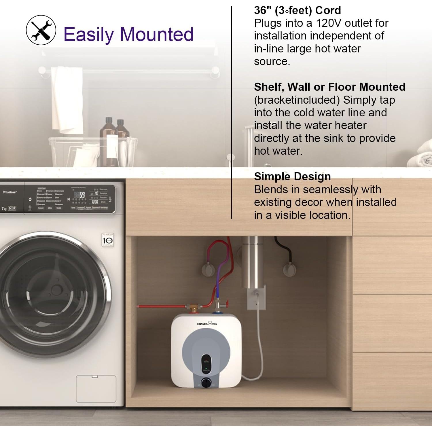 Calentador de Agua Eléctrico BISELONG 2.5 Galones 1500W
