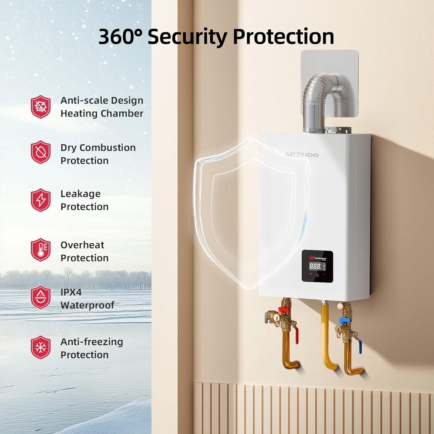 Calentador de Agua Sin Tanque MIZUDO Propano 4.3 GPM 100,000 BTU