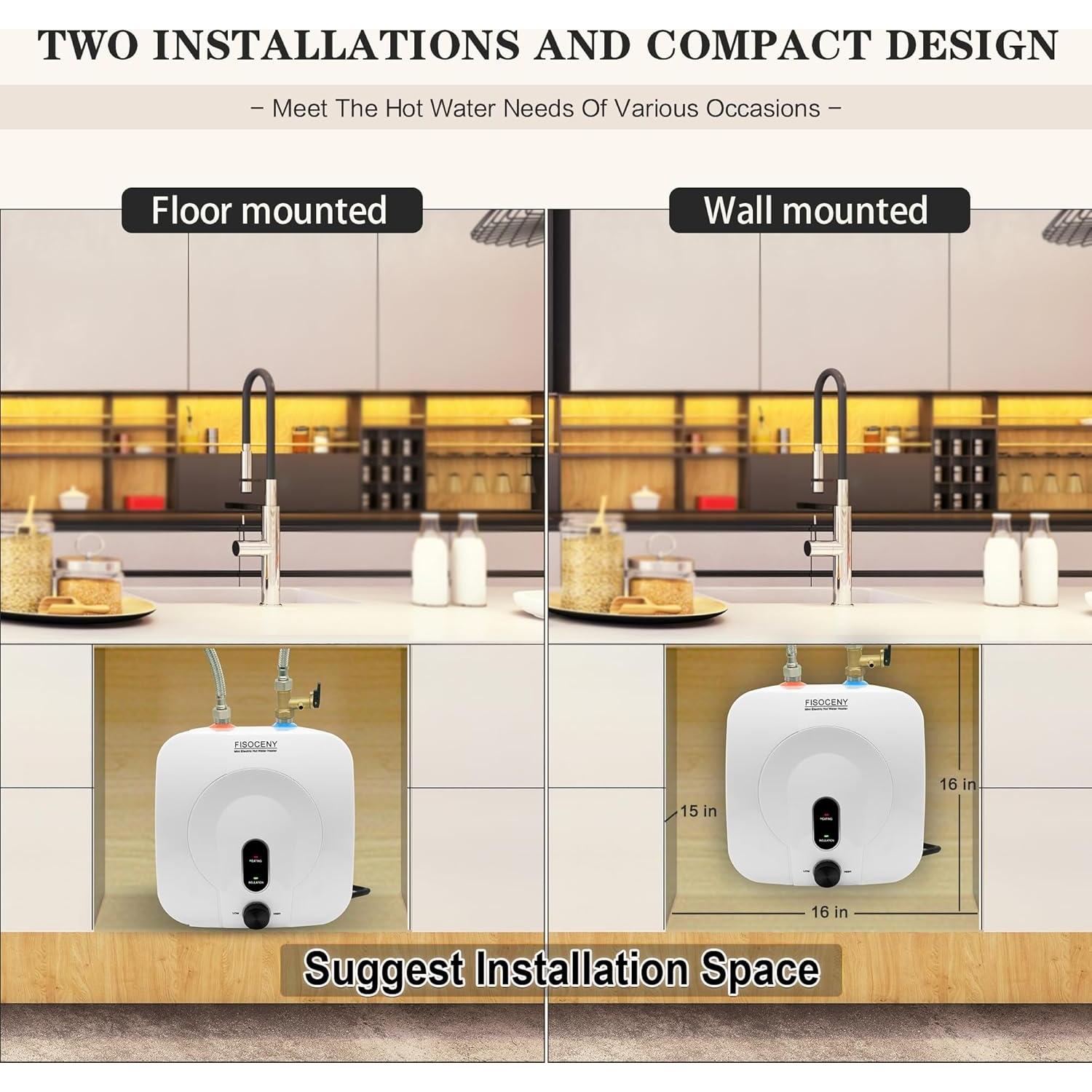 Calentador de agua mini Fisoceny 2.5 galones 1500W blanco