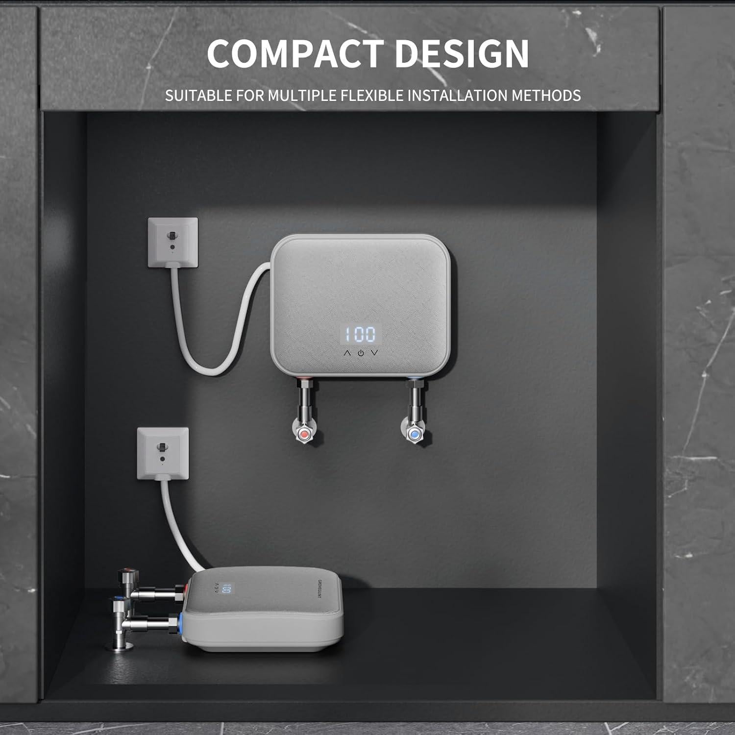 Calentador de Agua Eléctrico Sin Tanque MHX 4000W 110V Blanco