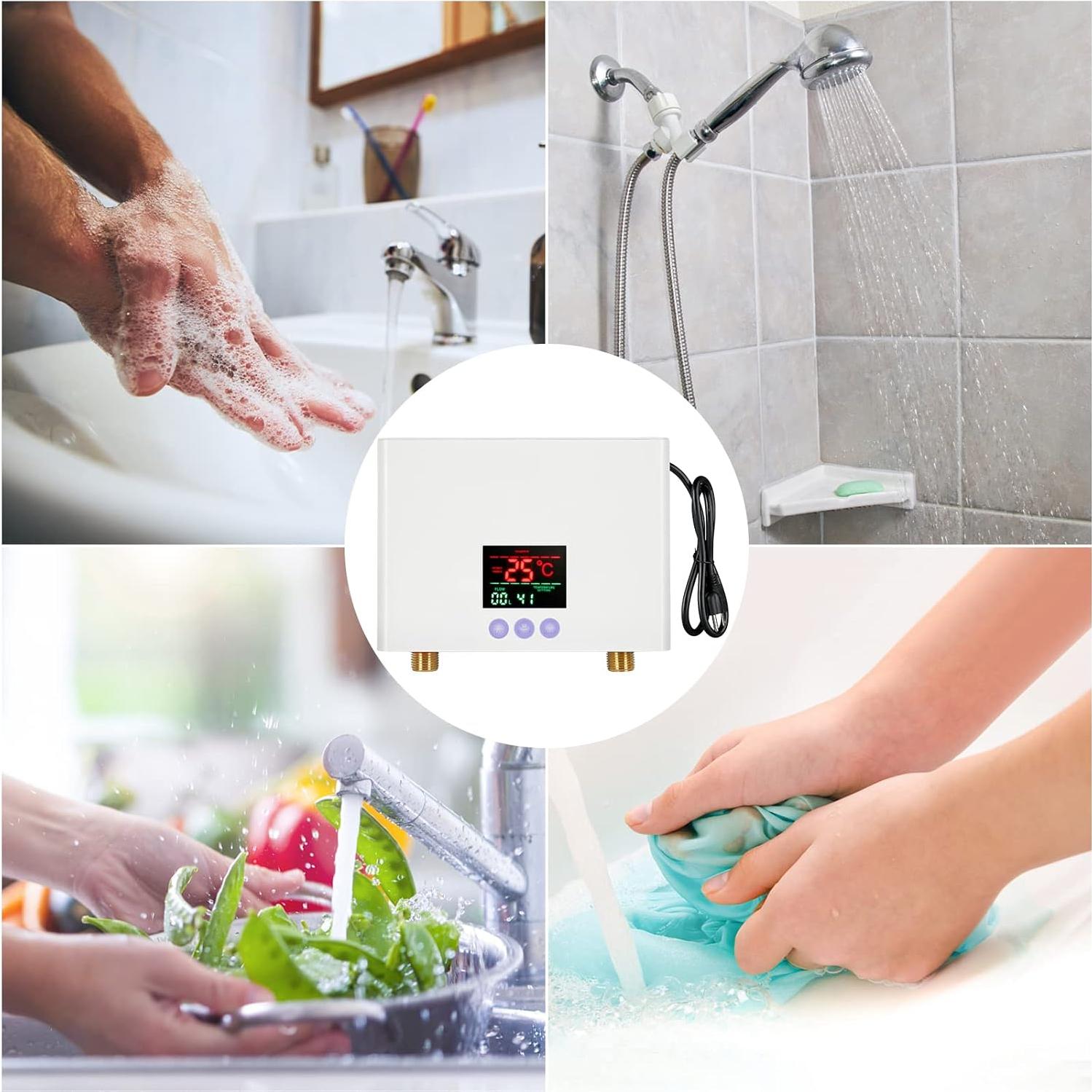 Calentador de Agua Mini Sin Tanque WWahuayuan 3000W Blanco