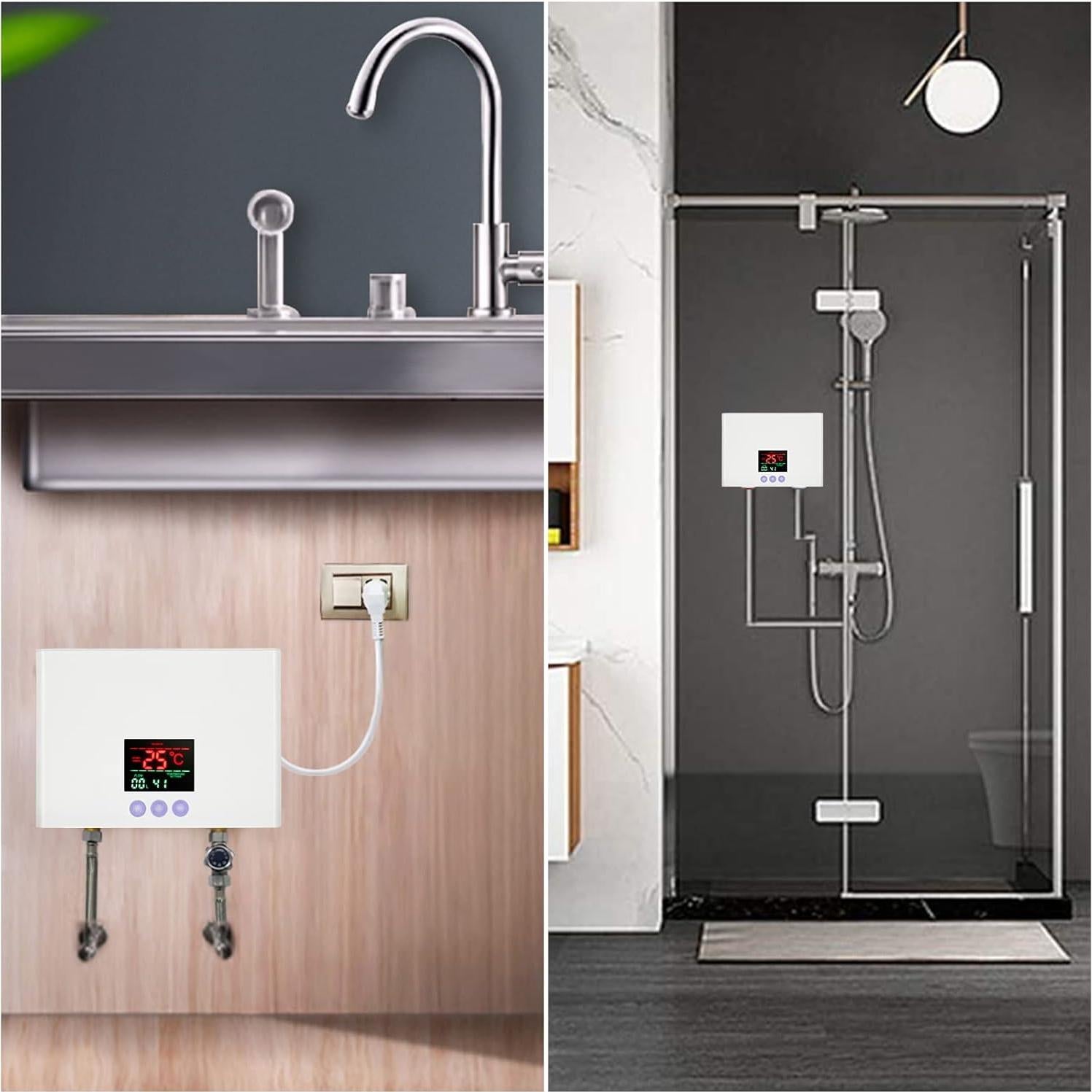 Calentador de Agua Mini Sin Tanque WWahuayuan 3000W Blanco