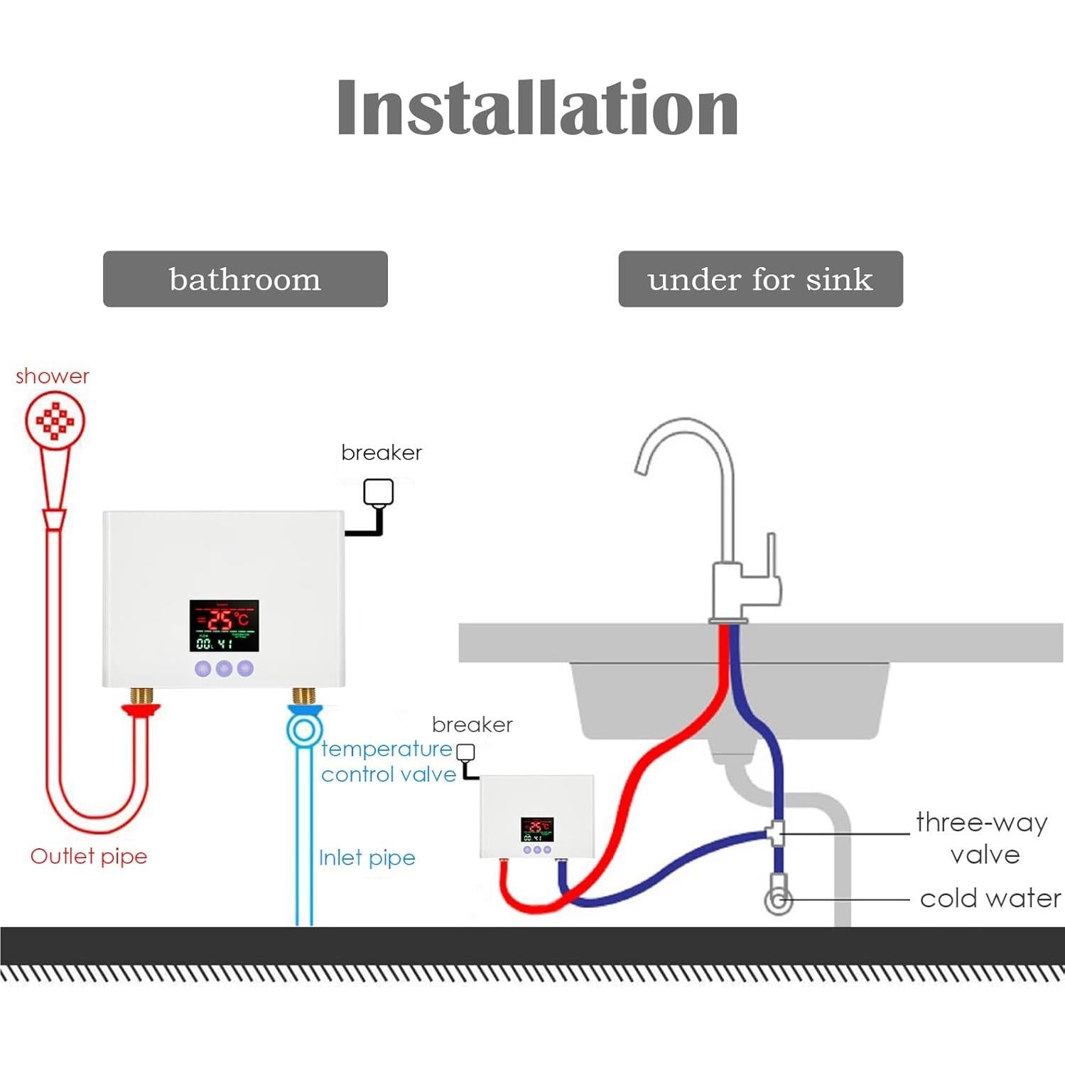 Calentador de Agua Mini Sin Tanque WWahuayuan 3000W Blanco