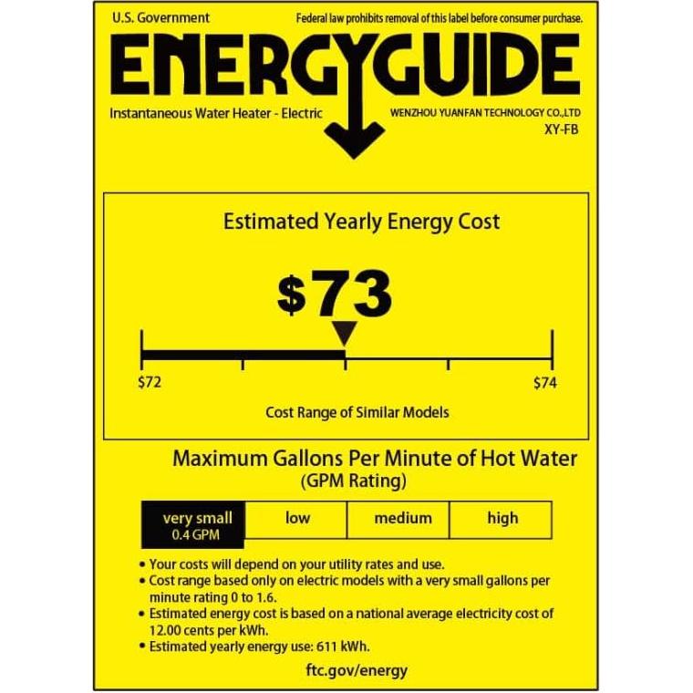 Calentador de Agua Mini Sin Tanque WWahuayuan 3000W Blanco