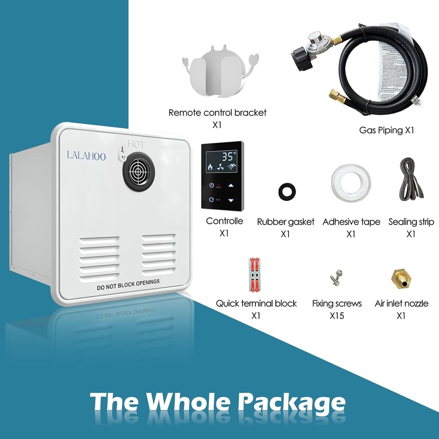 Calentador de Agua Sin Tanque LALAHOO 65000 BTU 3.9 GPM 12V