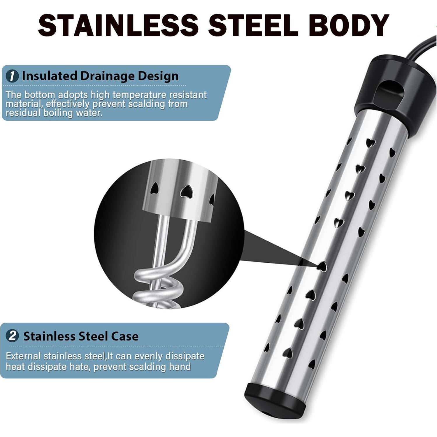 Calentador de Agua Eléctrico Portátil Mastwinsear 2000W 30cm