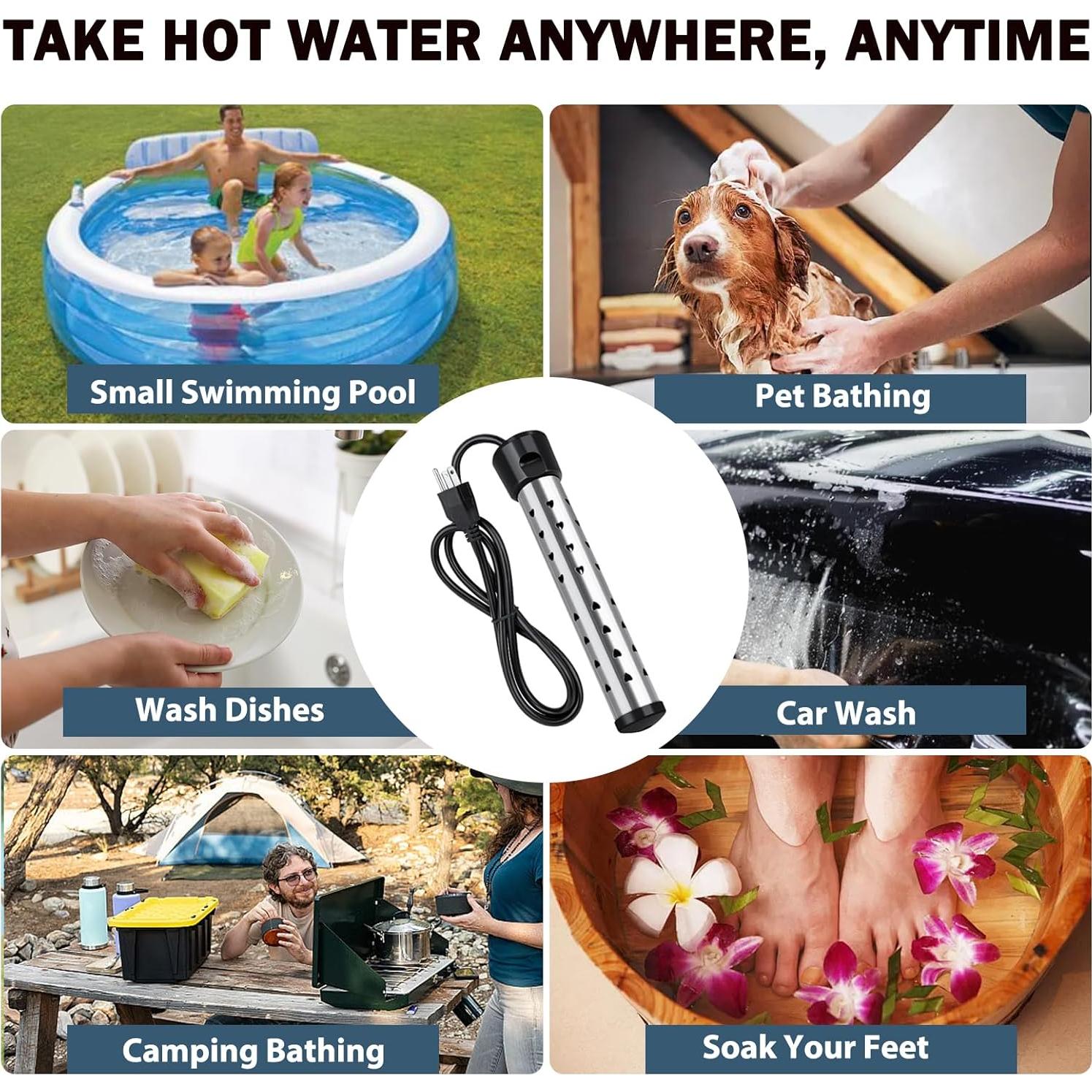 Calentador de Agua Eléctrico Portátil Mastwinsear 2000W 30cm