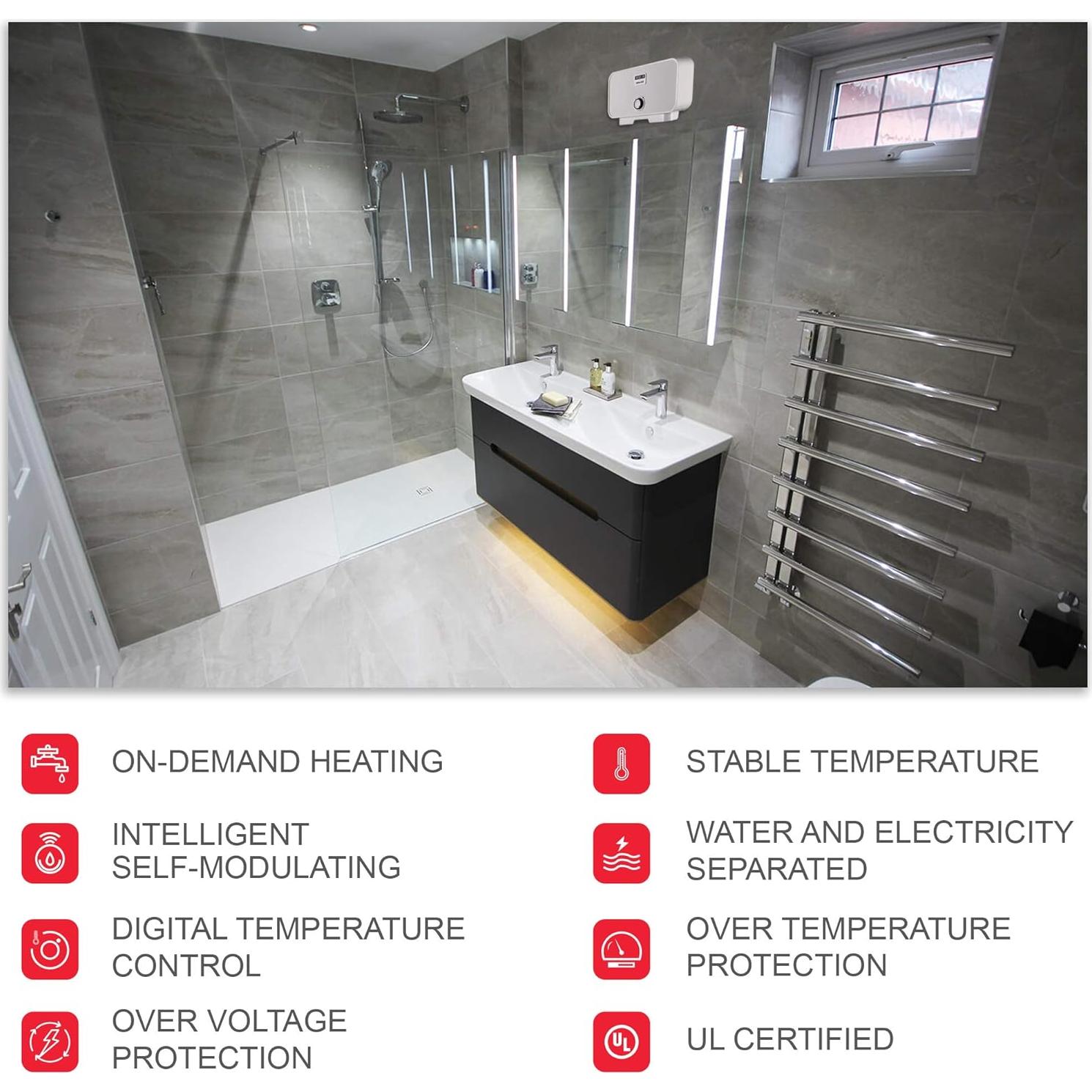 Calentador de Agua Eléctrico Sin Tanque Atmor 3.5 kW 120V