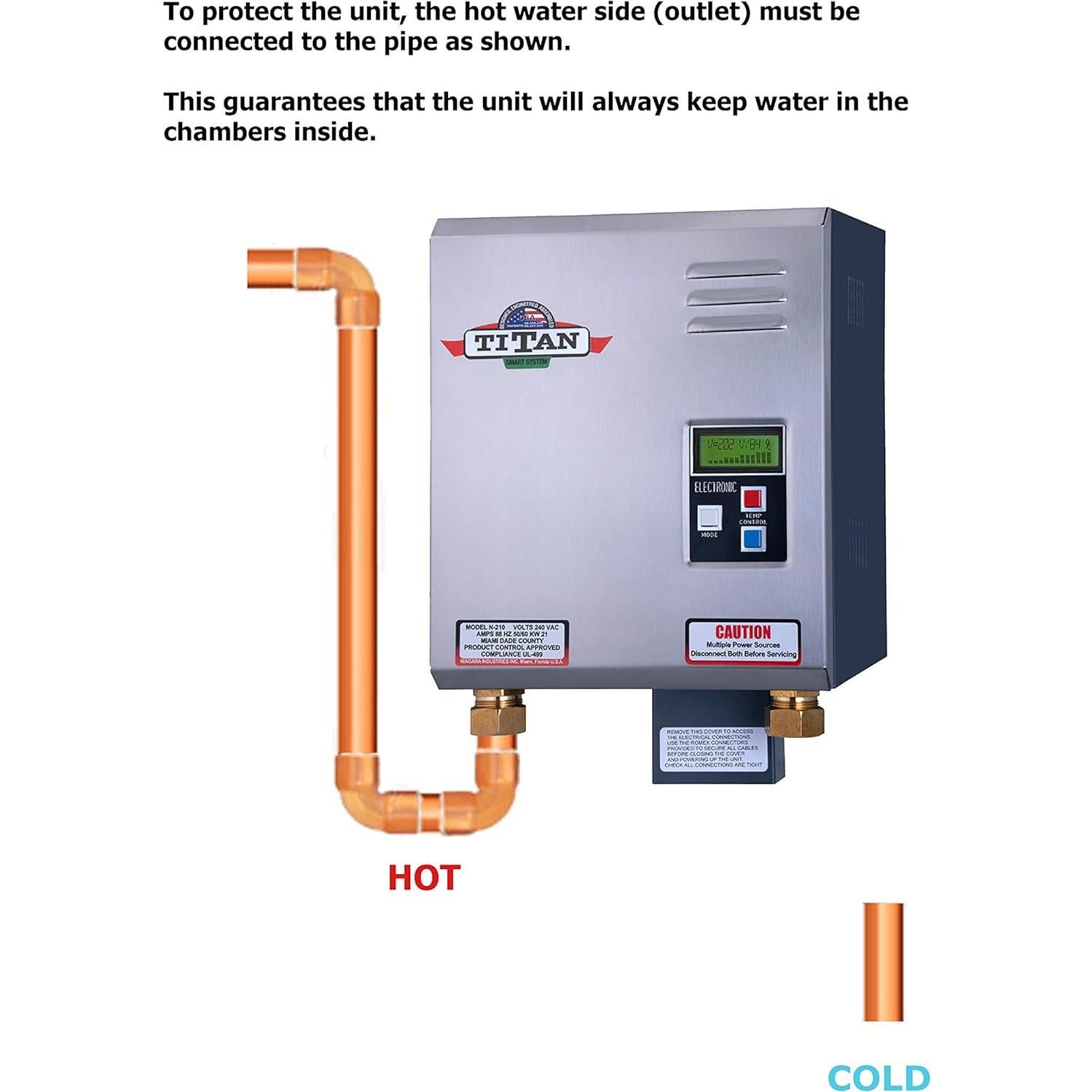 Calentador de Agua Sin Tanque Titan N-210 21 KW Acero