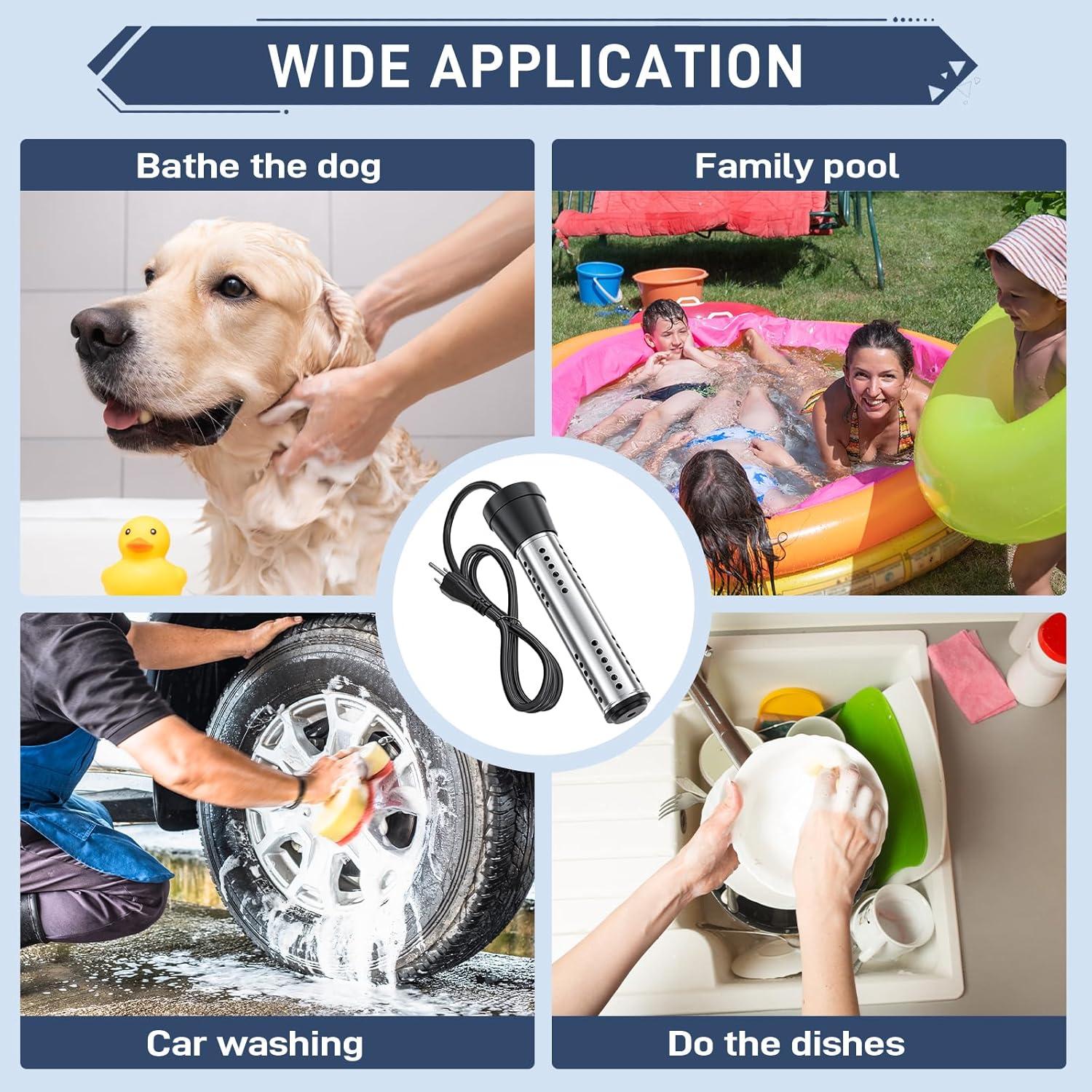 Calentador de Agua Inmerso Dastminear 2000W Portátil con Termómetro