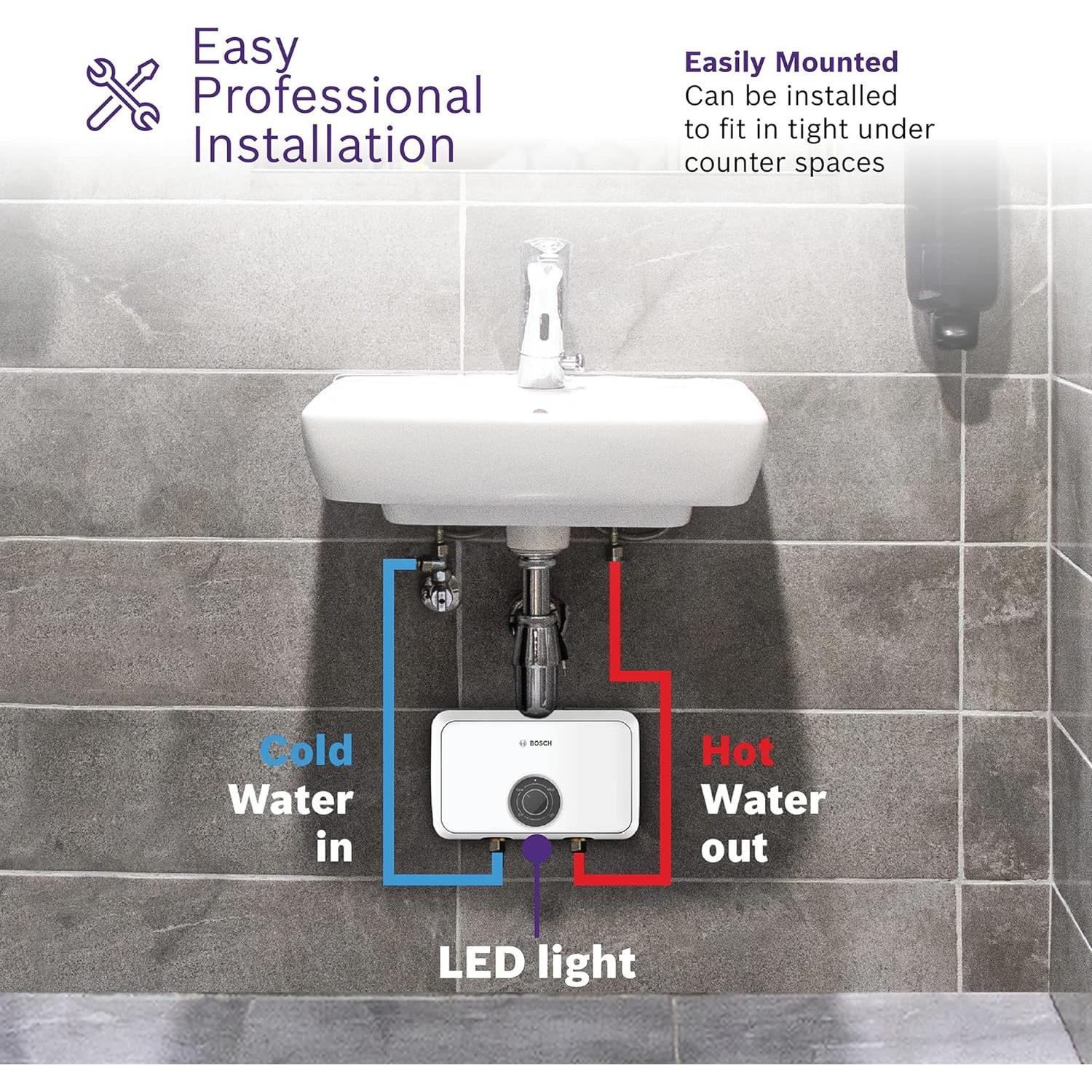 Calentador de Agua Eléctrico Sin Tanque Bosch 6.5 kW Blanco