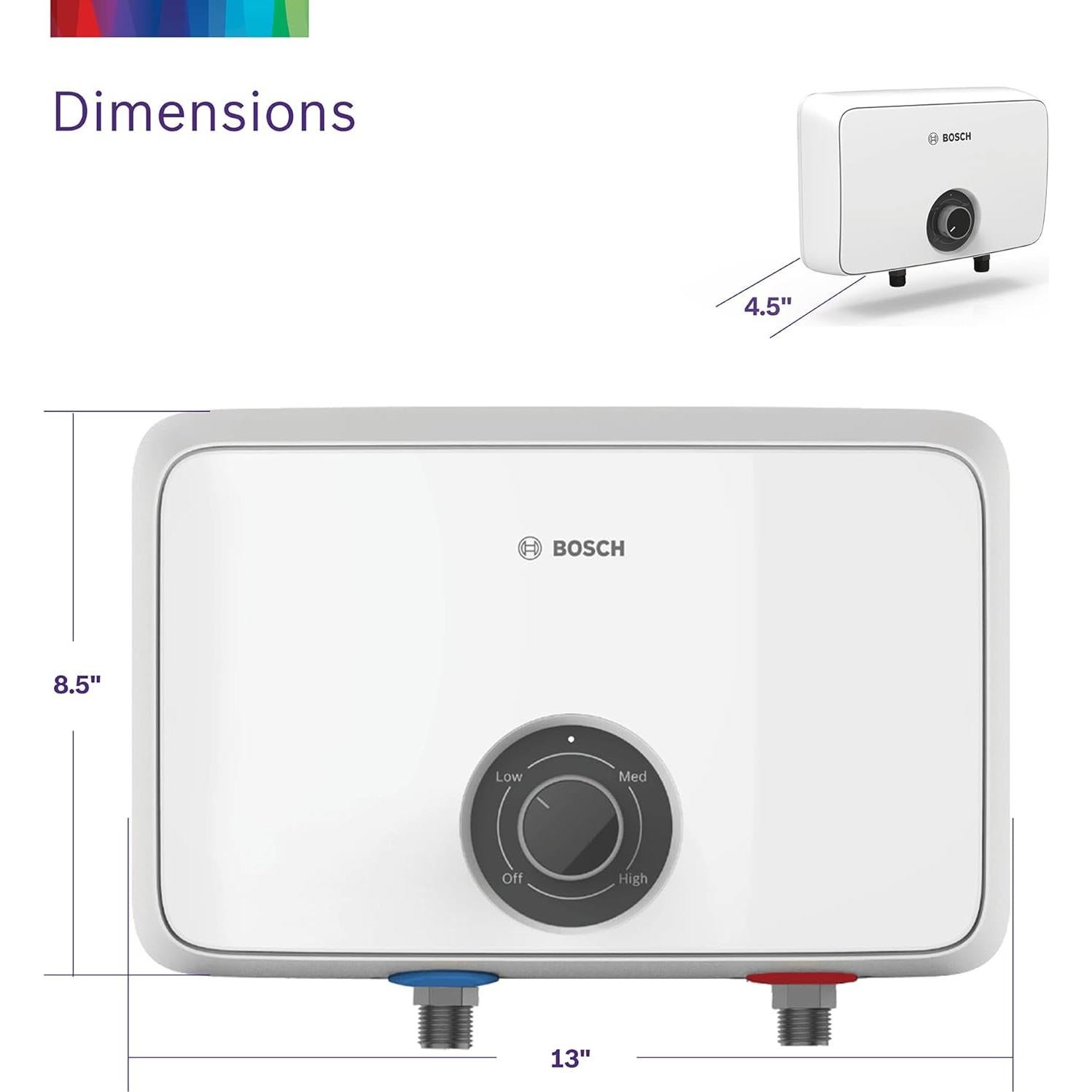 Calentador de Agua Eléctrico Sin Tanque Bosch 6.5 kW Blanco