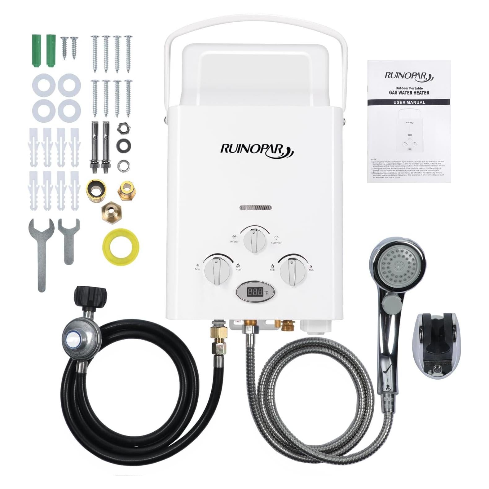 Calentador de Agua Sin Tanque RUINOPAR 6L Portátil 1.58 GPM