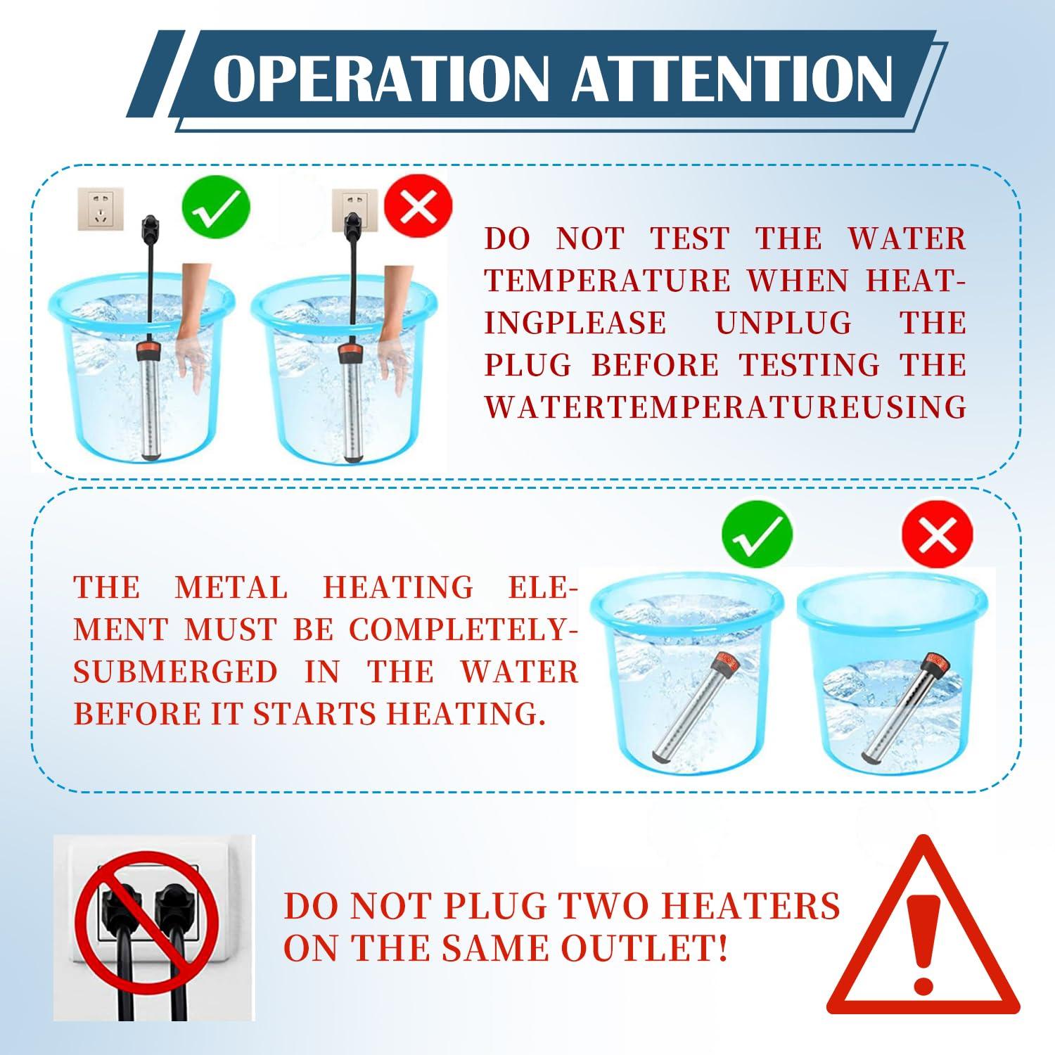 Calentador de Agua Inmerso Eléctrico MIAOJIE 2000W Acero Inoxidable