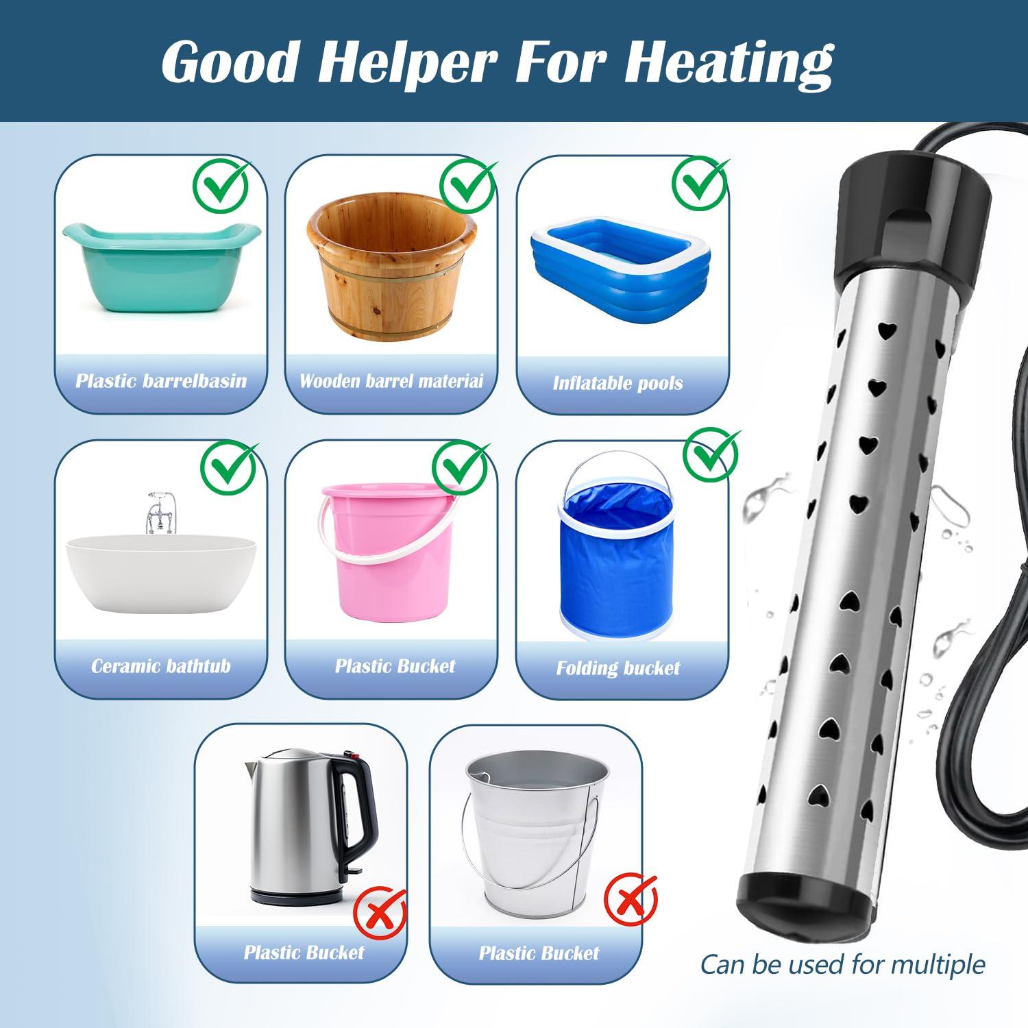 Calentador de Agua Inmerso Eléctrico MIAOJIE 2000W Acero Inoxidable