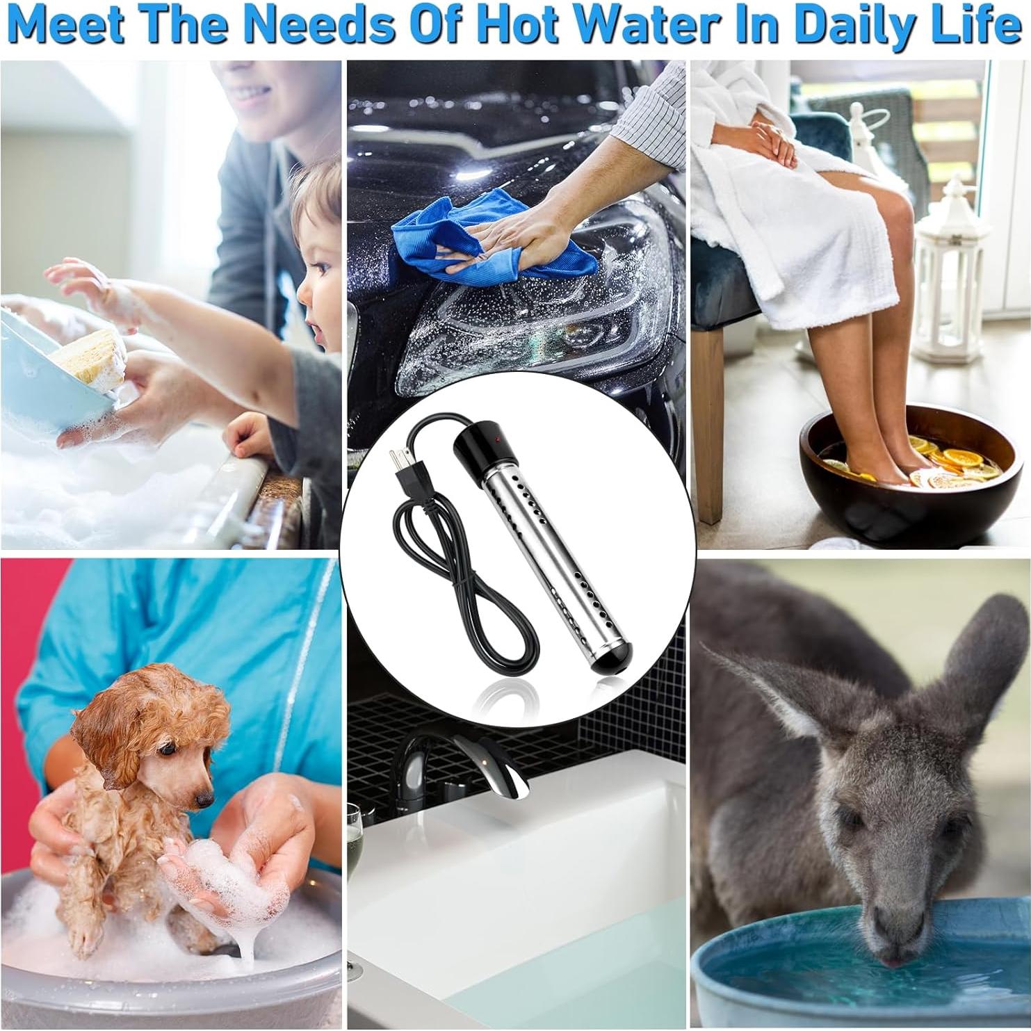 Calentador de Agua de Inmersión Eléctrico 2000W Acero Inoxidable