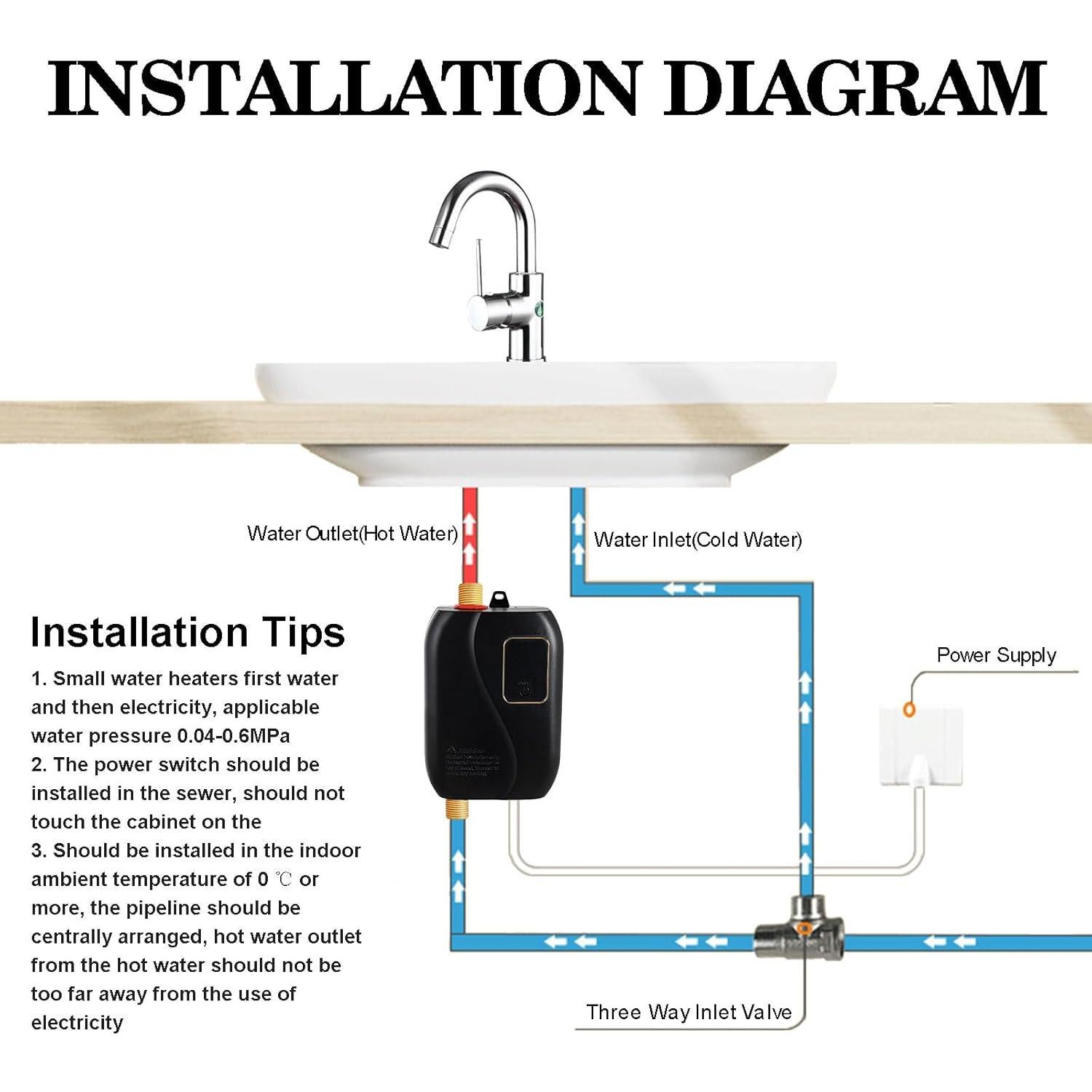 Calentador de Agua Instantáneo WEMAKMAK 3000W 110V Compacto