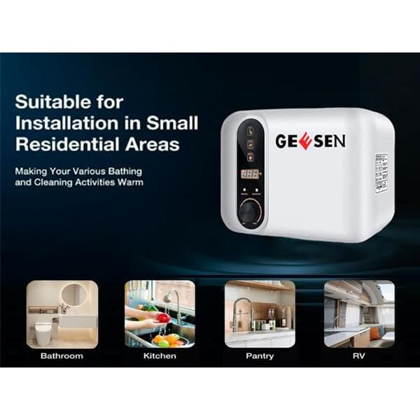 Calentador de Agua Eléctrico GEESEN 3.5 Galones 1.5KW Compacto