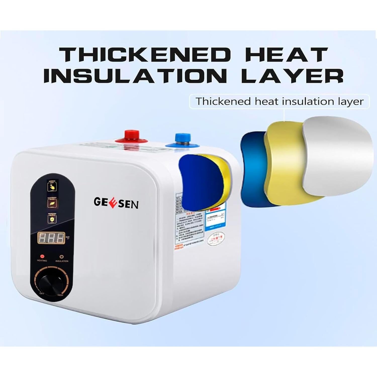 Calentador de Agua Eléctrico GEESEN 3.5 Galones 1.5KW Compacto