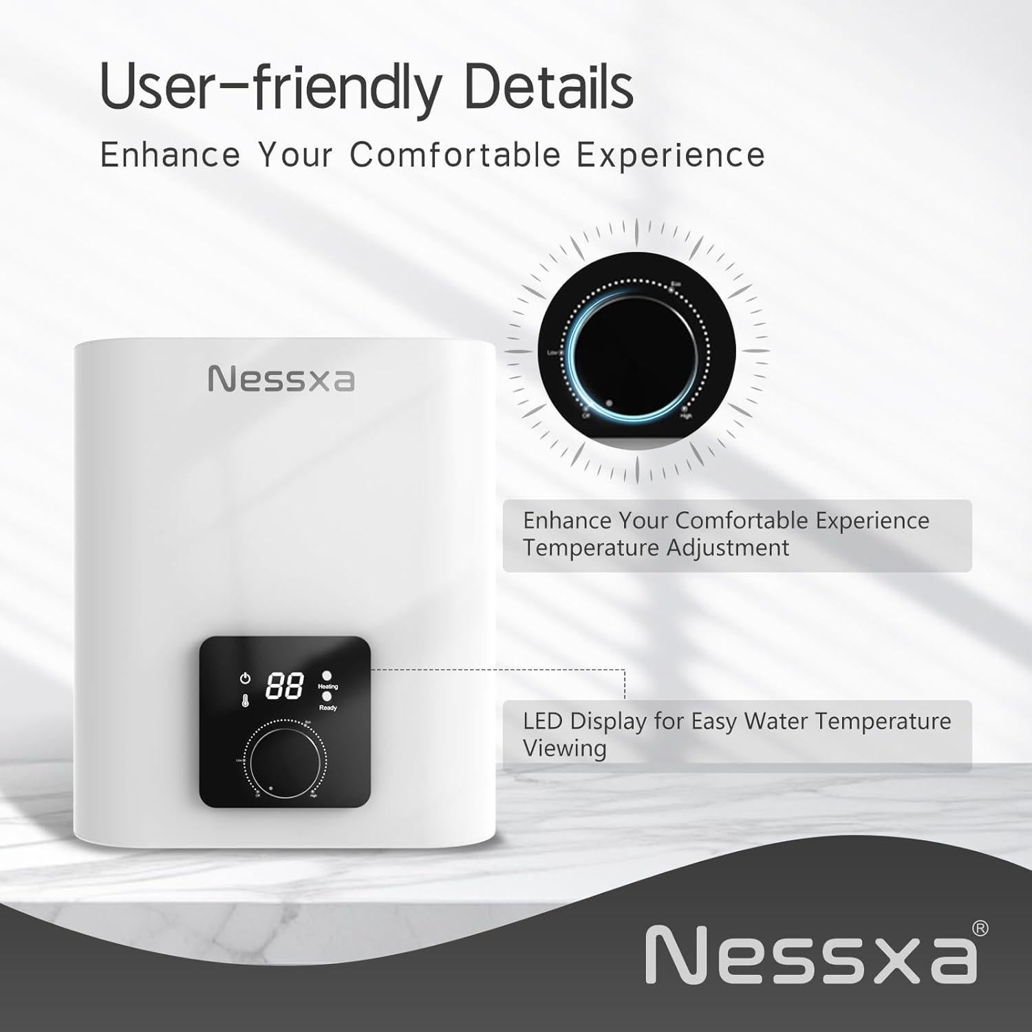 Calentador de Agua Eléctrico Mini Tanque Nessxa 6.06L 1500W