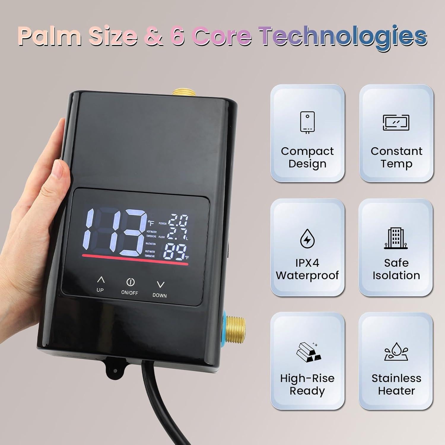 Calentador de Agua Eléctrico Sin Tanque AILOOCEDI 3000W 110V