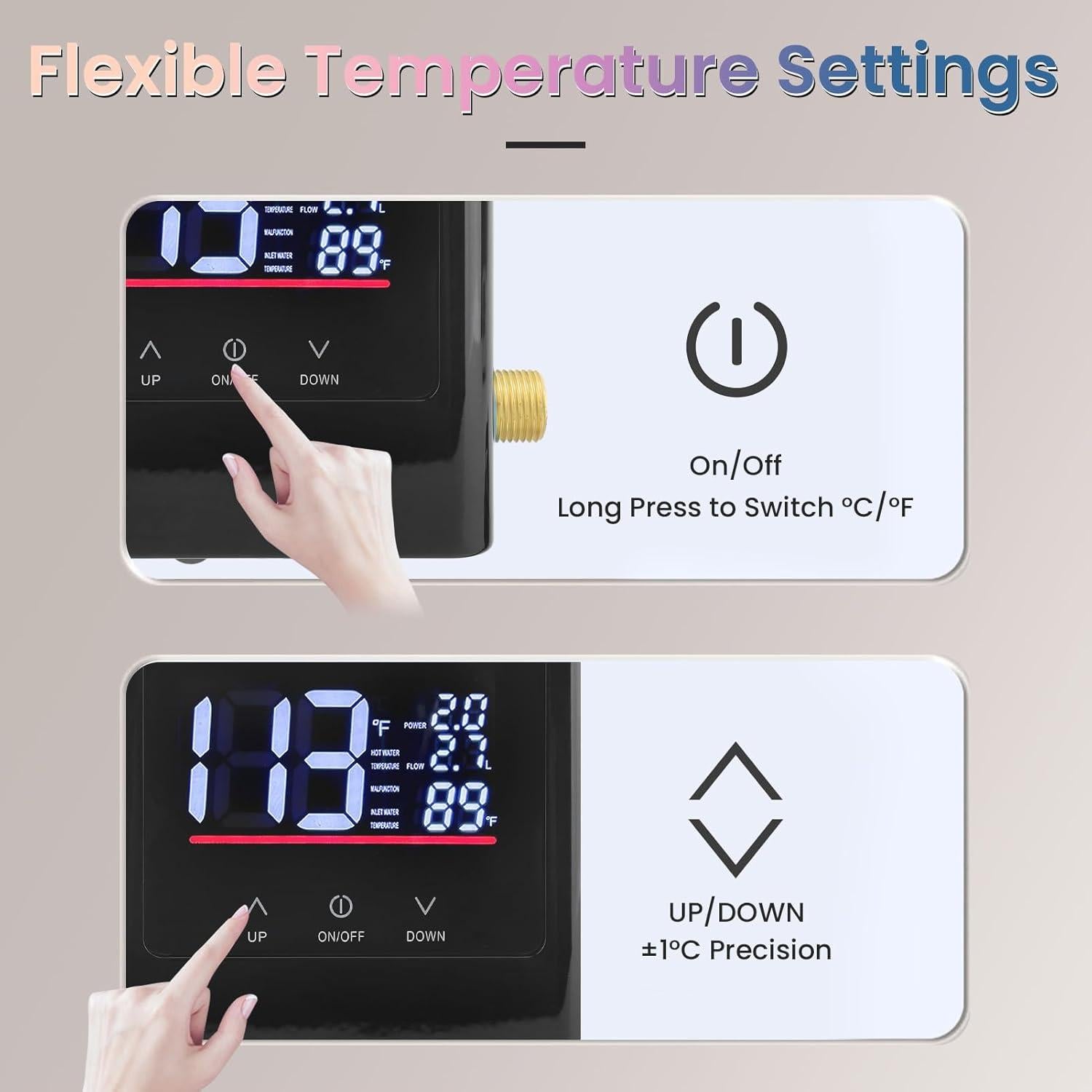 Calentador de Agua Eléctrico Sin Tanque AILOOCEDI 3000W 110V