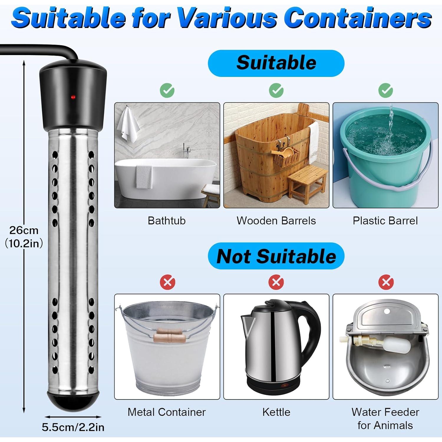 Calentador de Agua Inmerso Eléctrico Taoquwe 2000W 18.93L