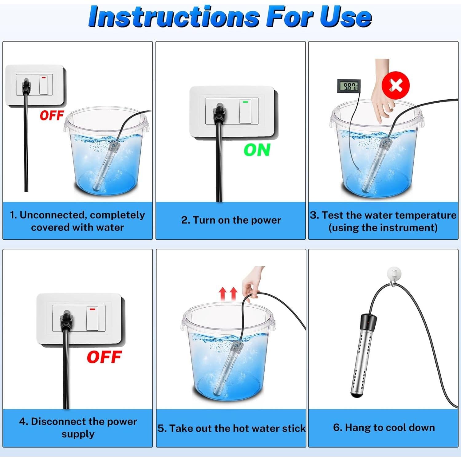 Calentador de Agua Inmerso Eléctrico Taoquwe 2000W 18.93L