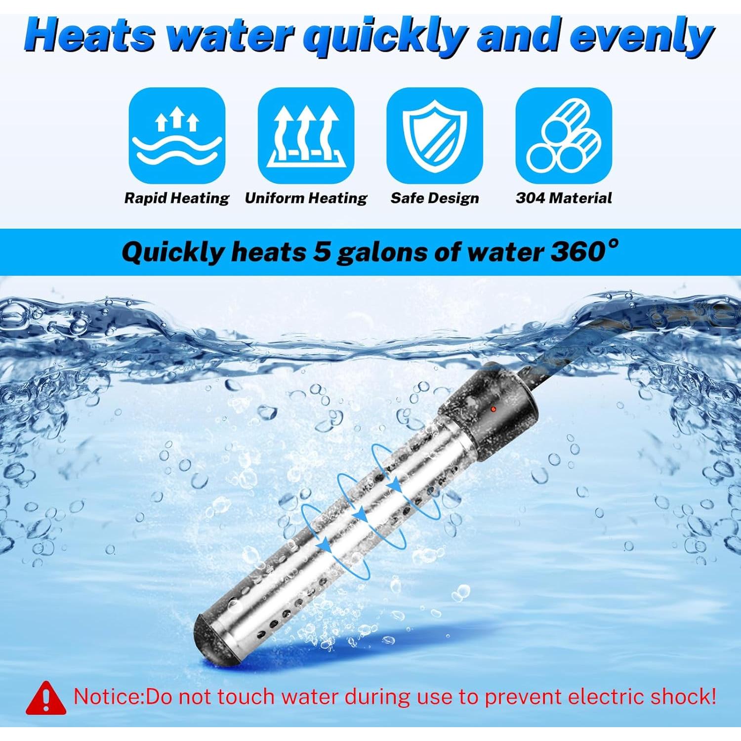 Calentador de Agua Inmerso Eléctrico Taoquwe 2000W 18.93L