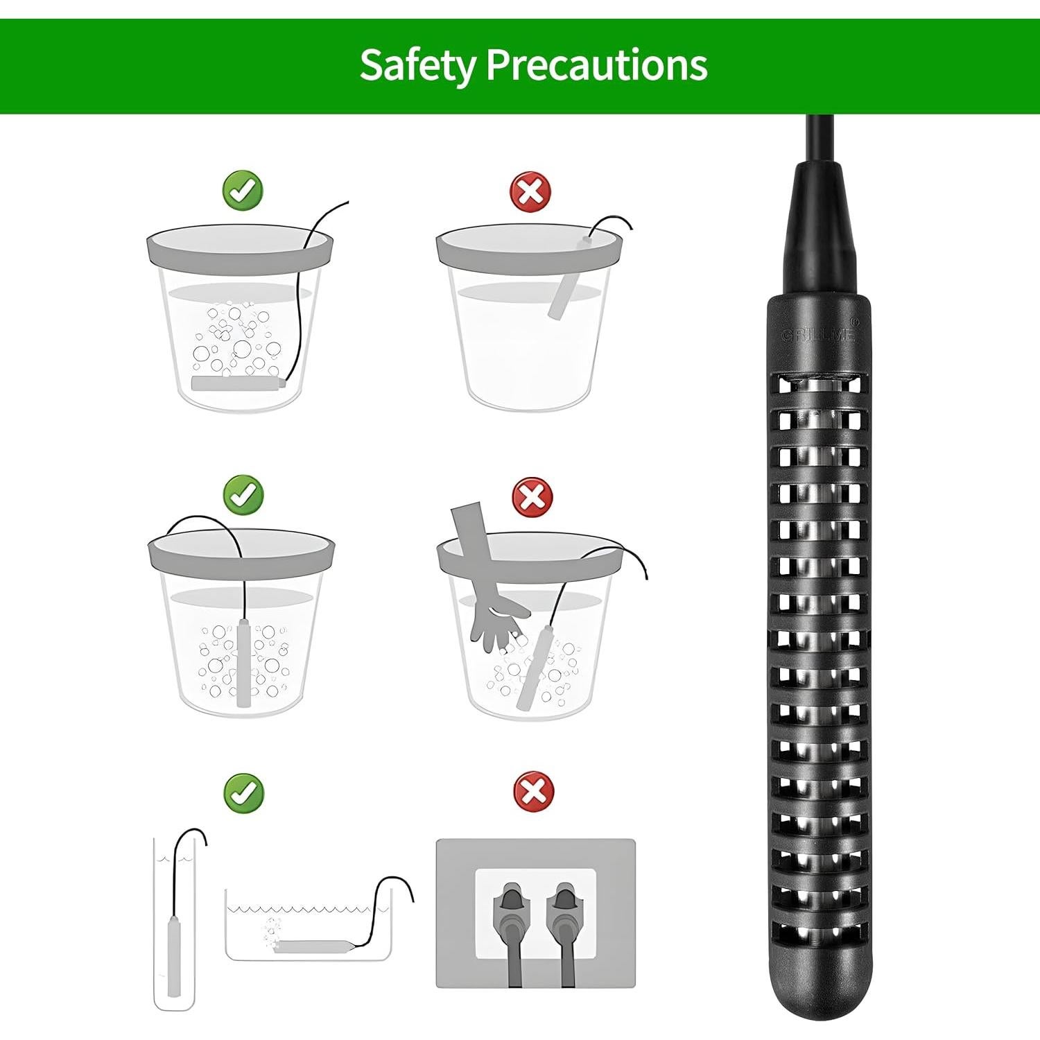 Calentador de Agua Inmerso GRILLME 1000W 316L Portátil