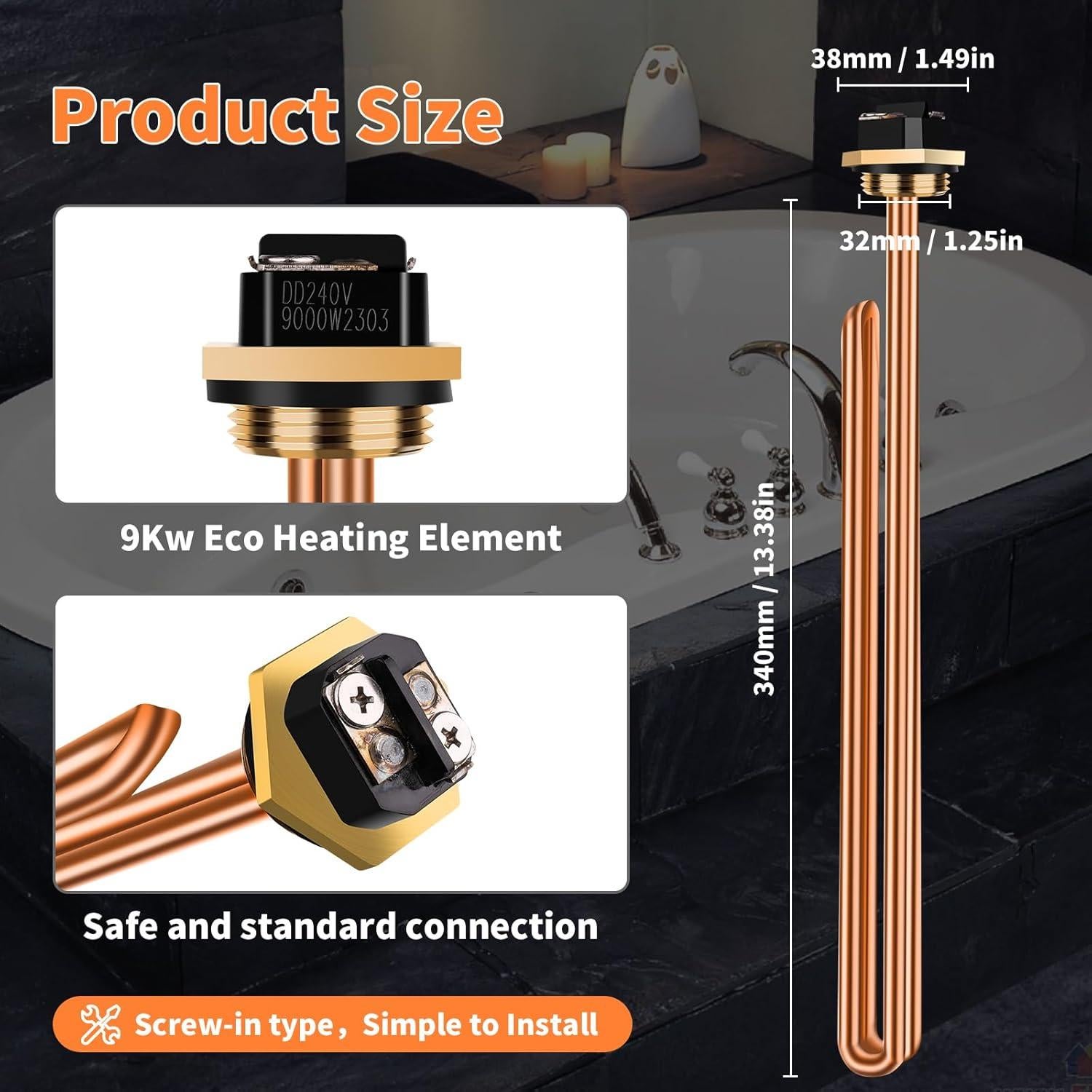 Elemento Calentador de Agua Dgqtrx HE 90240 240V 9000W