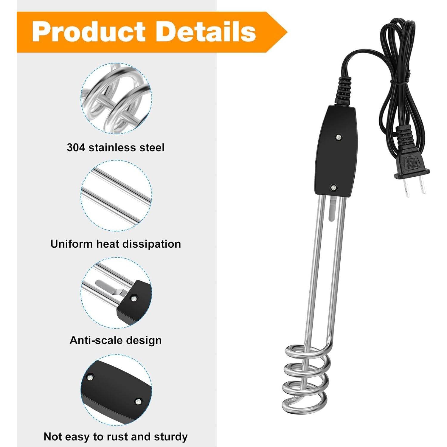 Calentador de Agua Eléctrico Portátil RO6G 1000W 10"