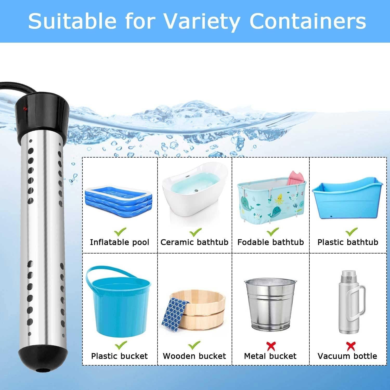 Calentador de Agua Inmerso Aubric 2000W con Termómetro LCD